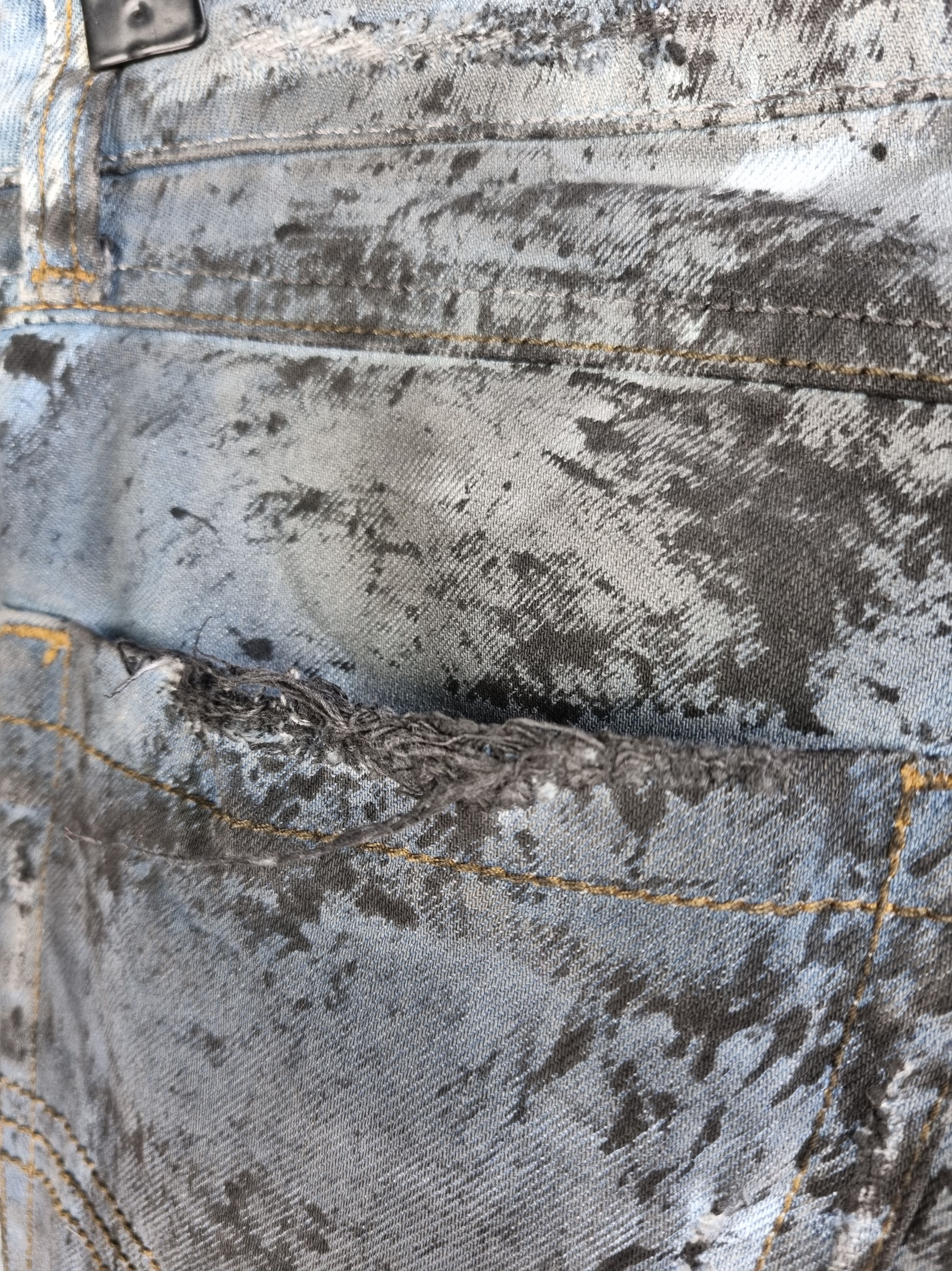 Japanese Brand × Vintage New ADAMUS Art Painting Denim Trashed Jeans Made in Italy Size US 33 - 9 Thumbnail