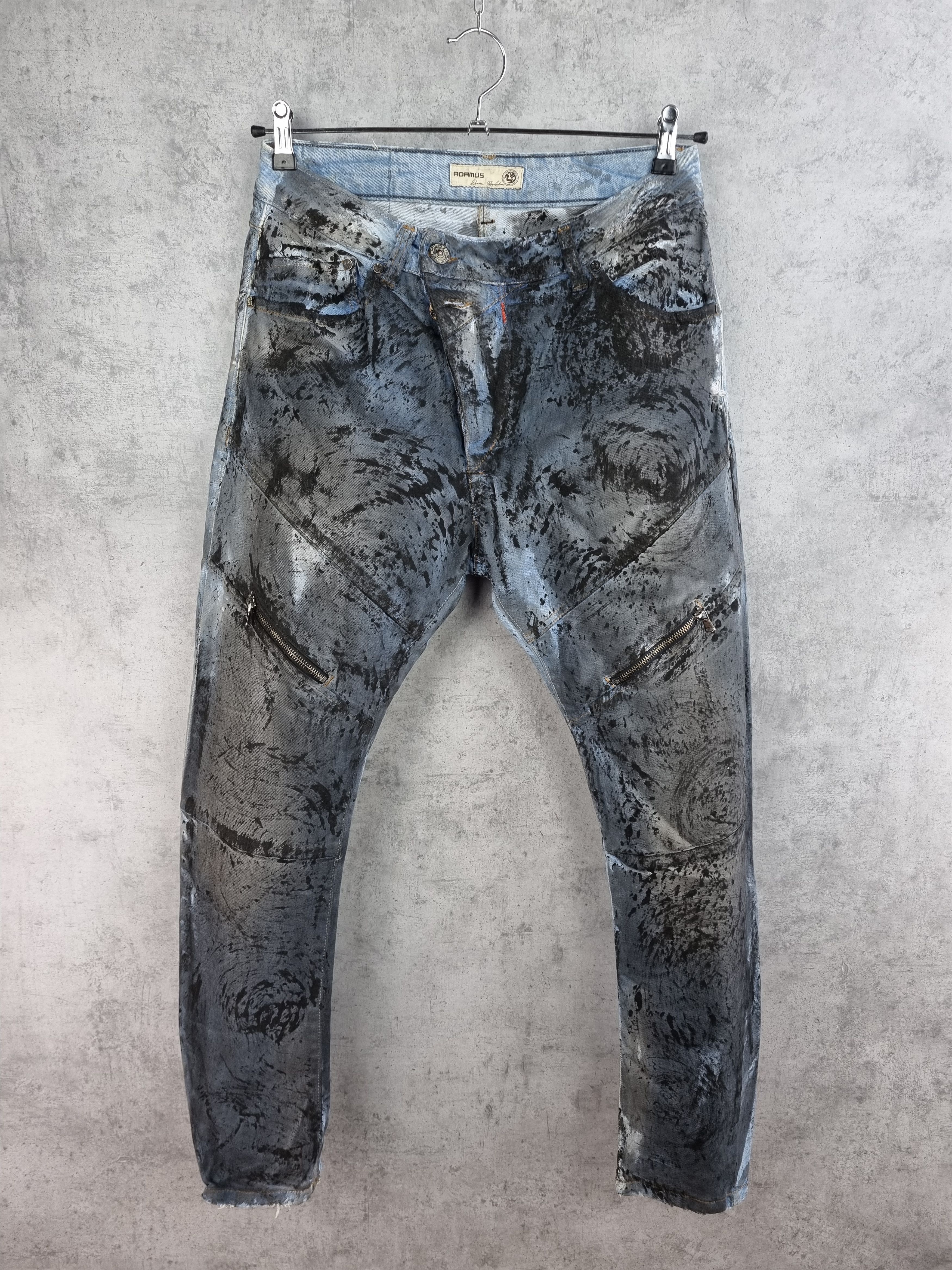 Japanese Brand × Vintage New ADAMUS Art Painting Denim Trashed Jeans Made in Italy Size US 33 - 1 Thumbnail