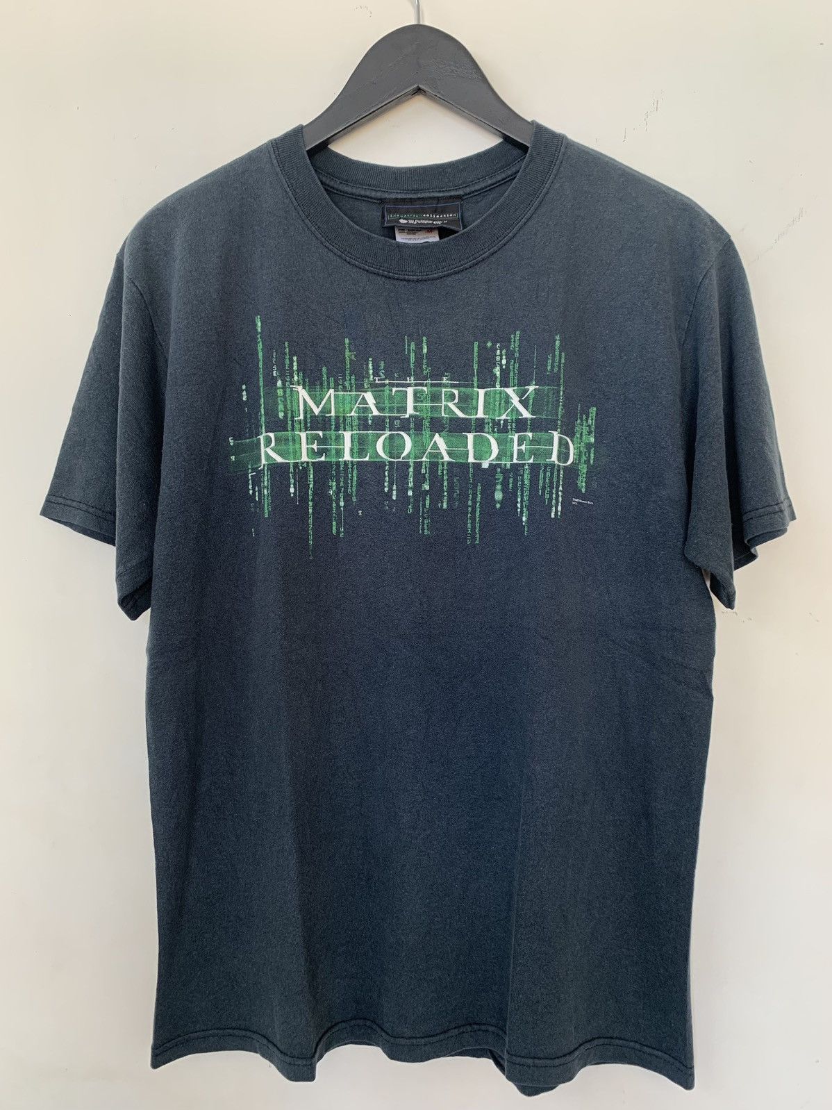 image of Movie x Vintage The Matrix Reloaded 2003 Warner Bros T-Shirt in Black, Men's (Size Medium)