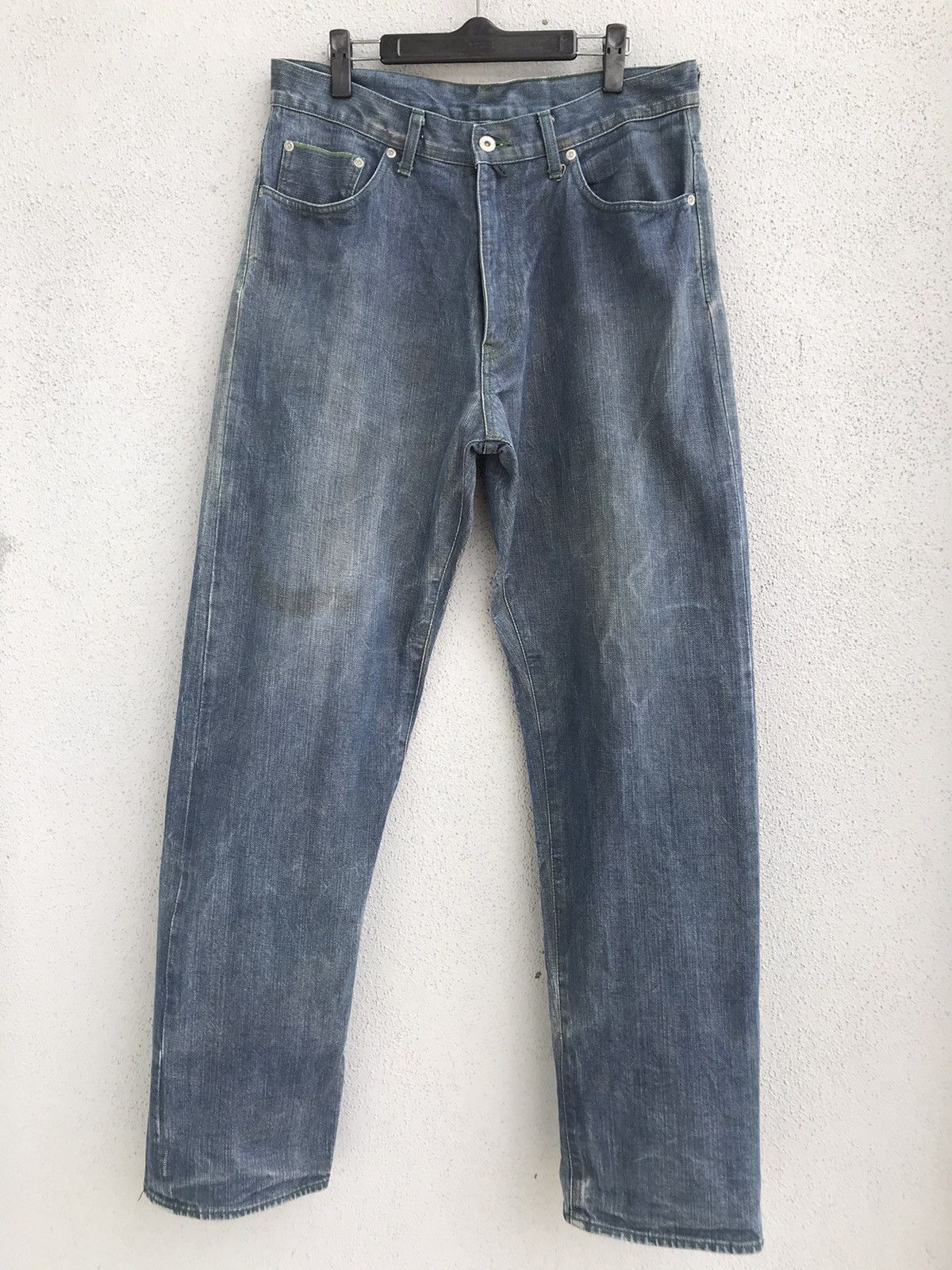 Japanese Brand Rare Mad Heltic Jun Takahashi Distressed Selvedge Jeans Size US 33 - 1 Thumbnail