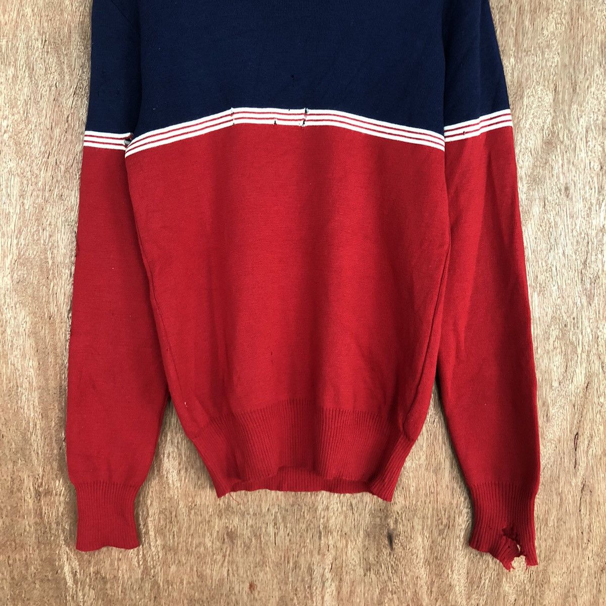 Homespun Knitwear × Japanese Brand Meister Stripe Red Blue Knitwear japan #c916 Size US M / EU 48-50 / 2 - 8 Thumbnail