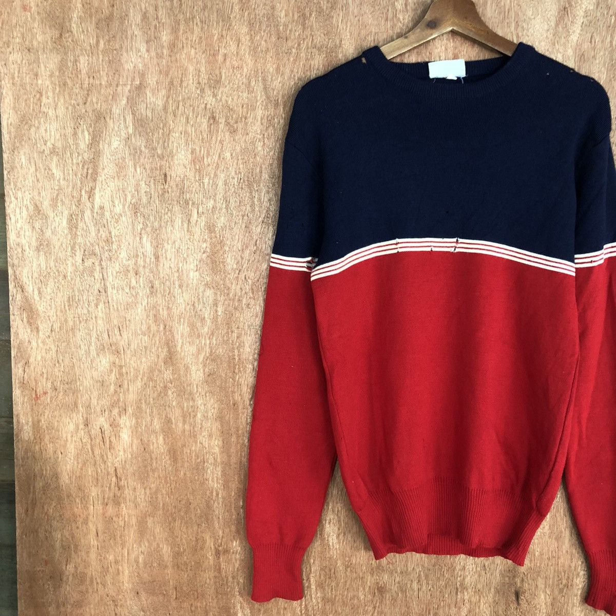 Homespun Knitwear × Japanese Brand Meister Stripe Red Blue Knitwear japan #c916 Size US M / EU 48-50 / 2 - 7 Thumbnail