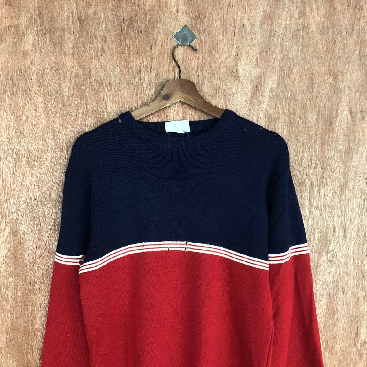 Homespun Knitwear × Japanese Brand Meister Stripe Red Blue Knitwear japan #c916 Size US M / EU 48-50 / 2 - 2 Thumbnail