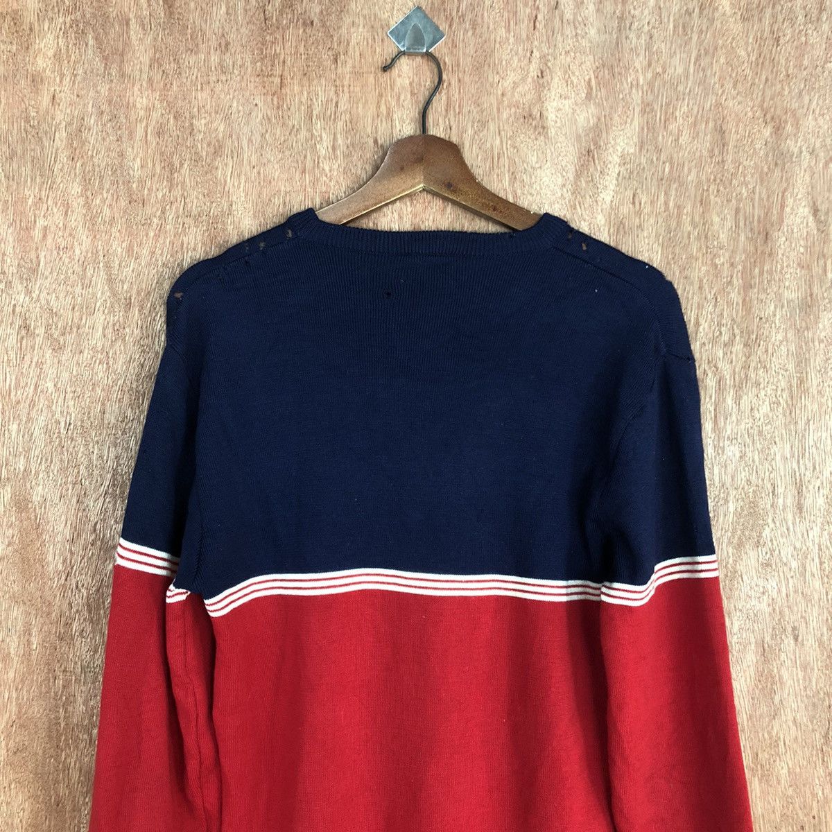 Homespun Knitwear × Japanese Brand Meister Stripe Red Blue Knitwear japan #c916 Size US M / EU 48-50 / 2 - 12 Thumbnail