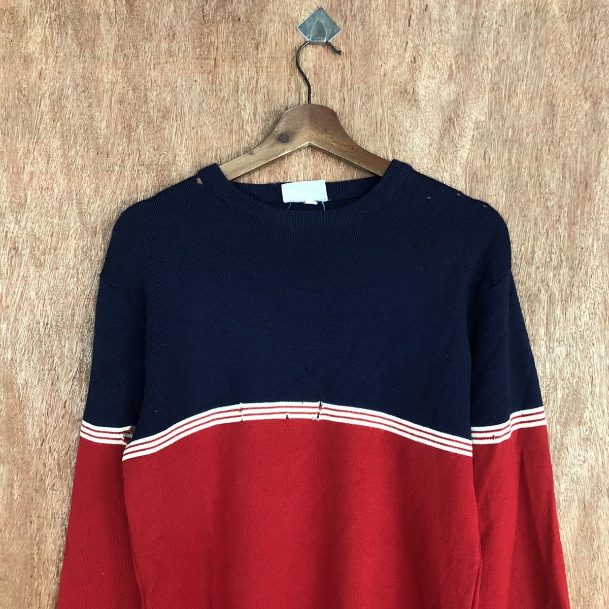 Homespun Knitwear × Japanese Brand Meister Stripe Red Blue Knitwear japan #c916 Size US M / EU 48-50 / 2 - 9 Thumbnail