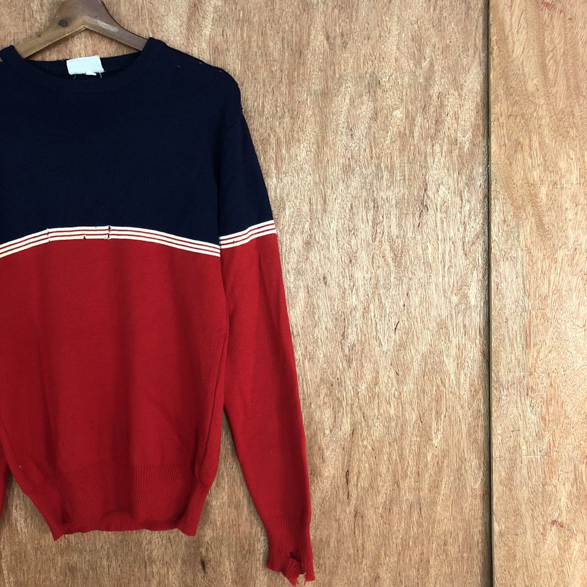 Homespun Knitwear × Japanese Brand Meister Stripe Red Blue Knitwear japan #c916 Size US M / EU 48-50 / 2 - 5 Thumbnail