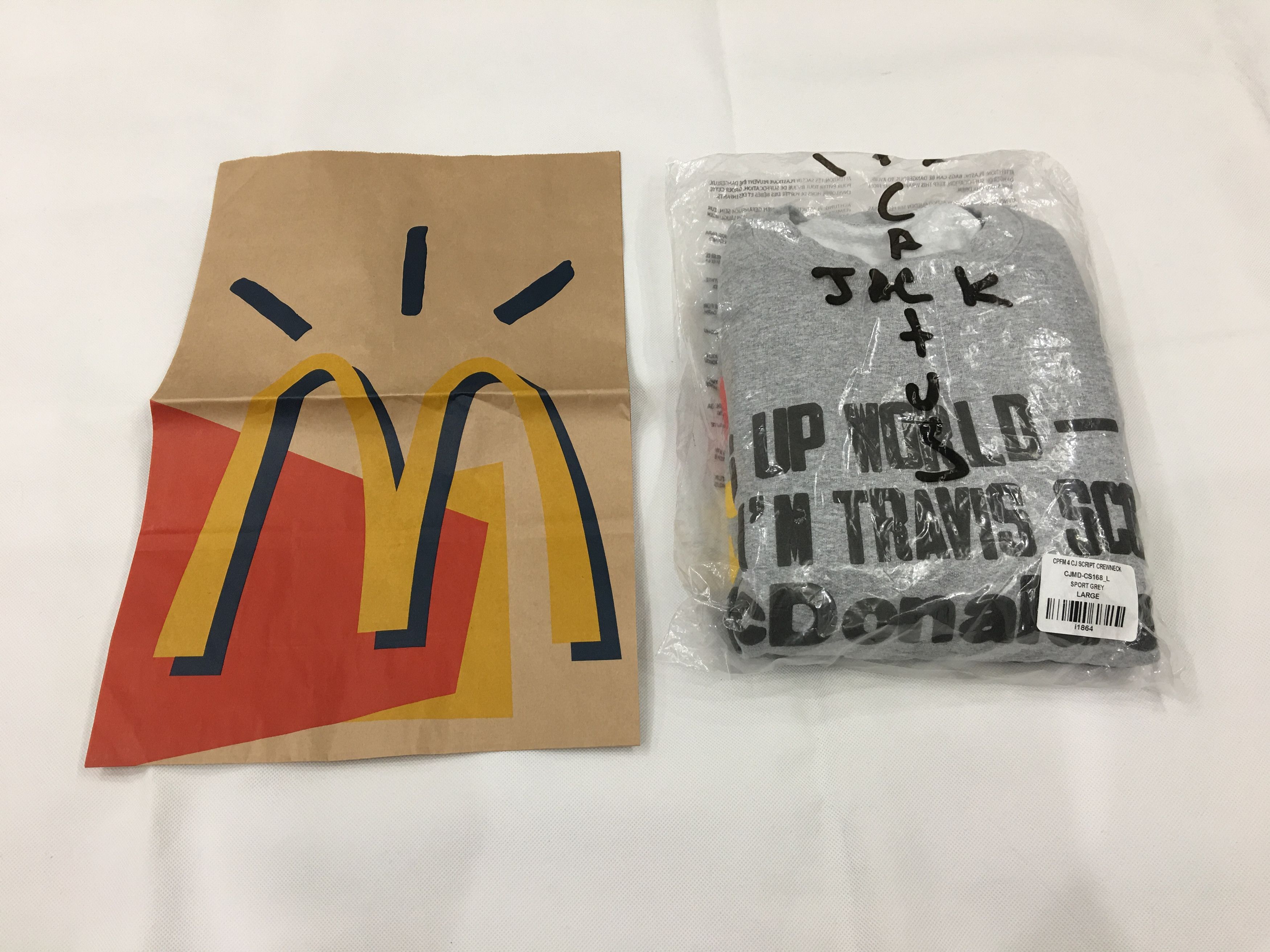 Cactus Plant Flea Market × Travis Scott Travis Scott CPFM McDonalds Script Sweatshirt Grey Large Size US L / EU 52-54 / 3 - 9 Thumbnail