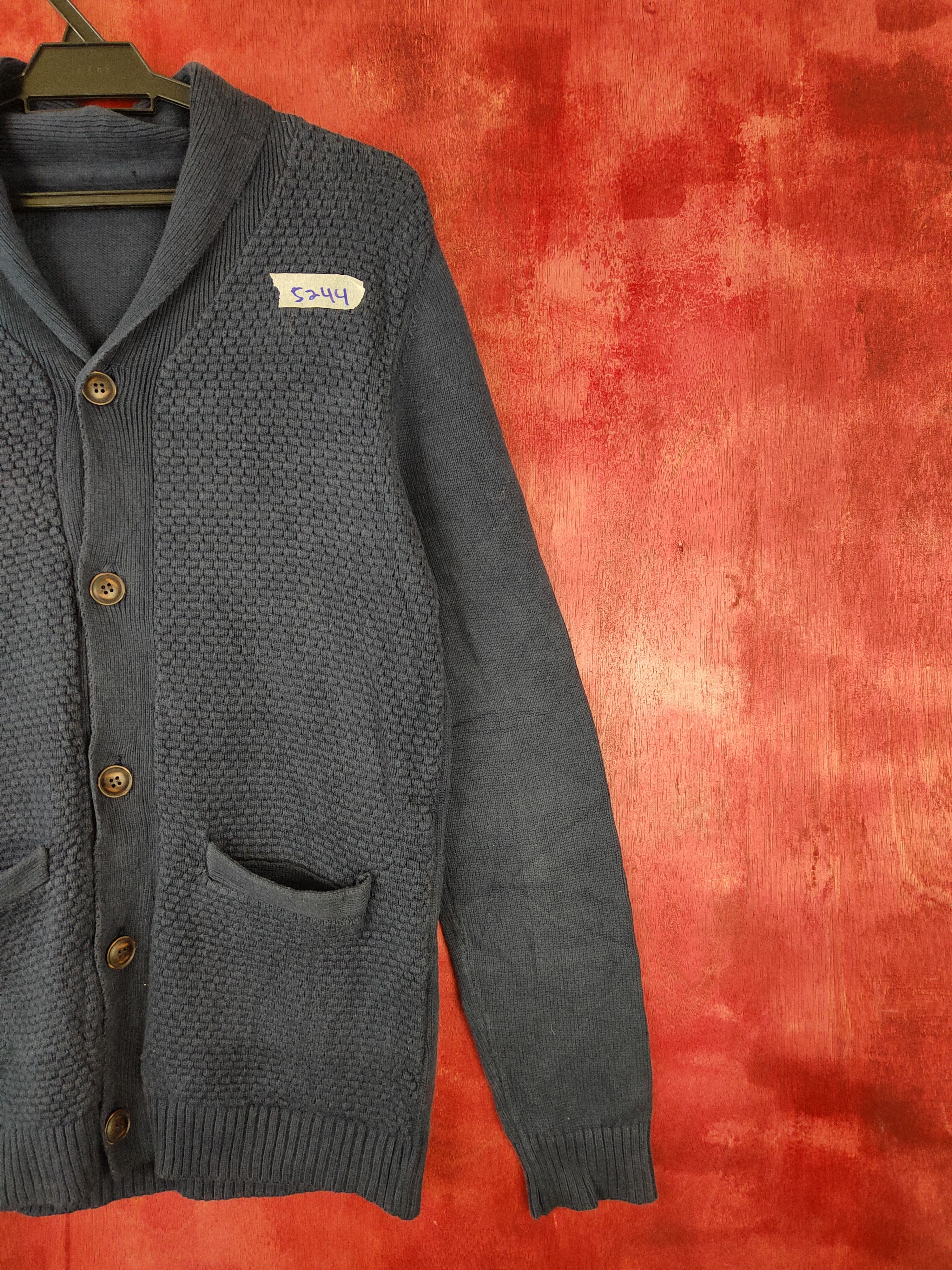Japanese Brand × Other Japanese Brand Dark Blue cardigan vintage Knitwear #5244 Size US M / EU 48-50 / 2 - 6 Thumbnail