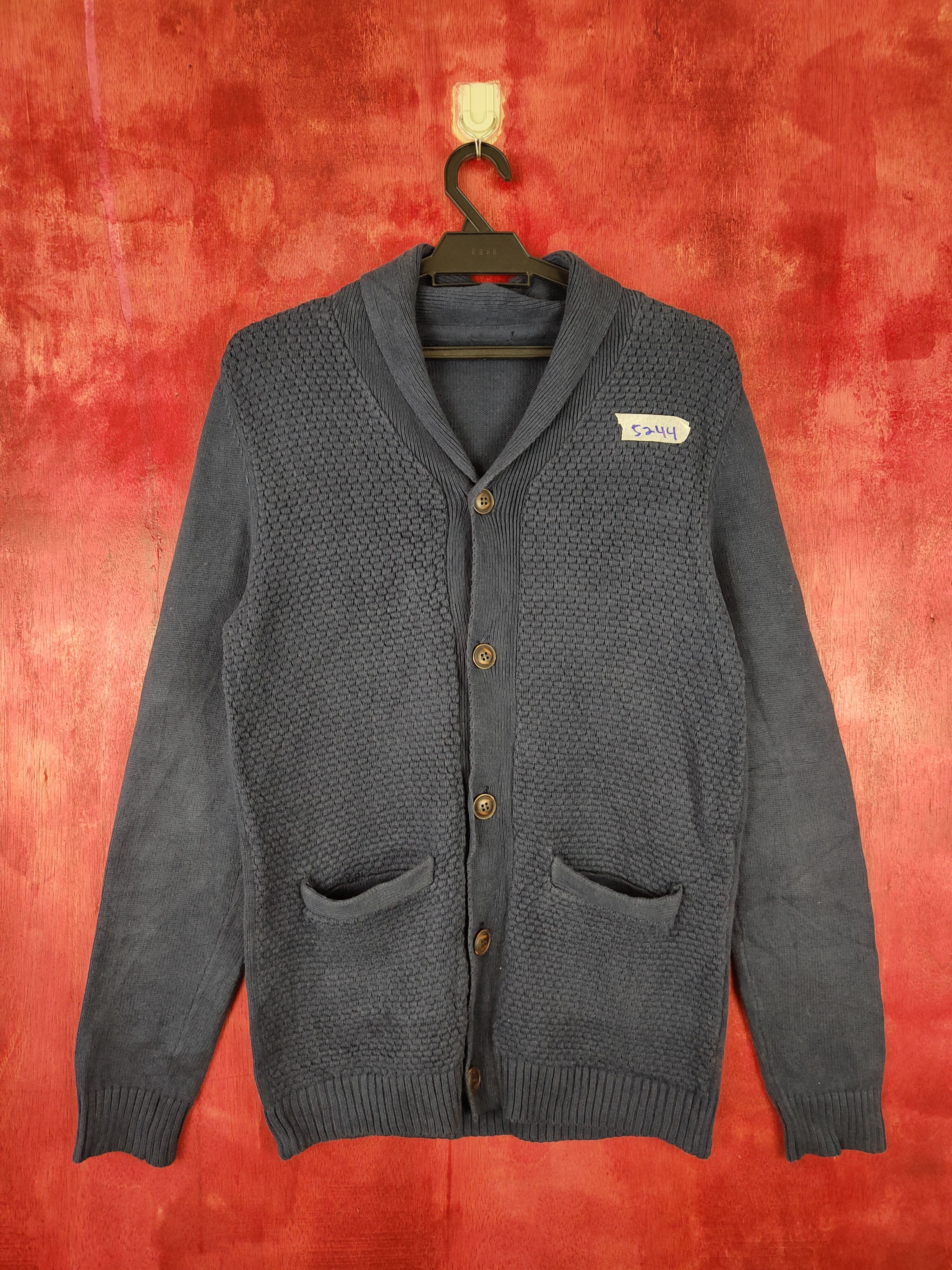 Japanese Brand × Other Japanese Brand Dark Blue cardigan vintage Knitwear #5244 Size US M / EU 48-50 / 2 - 1 Thumbnail