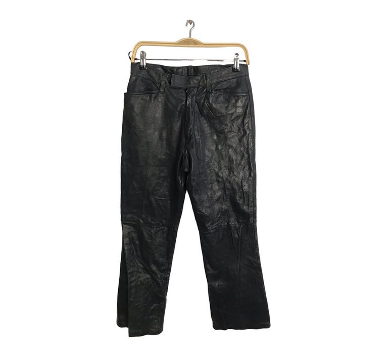 NEW GAP RARE VINTAGE Black 100% Leather Boot Cut Jeans Pants Biker  Motorcycycle