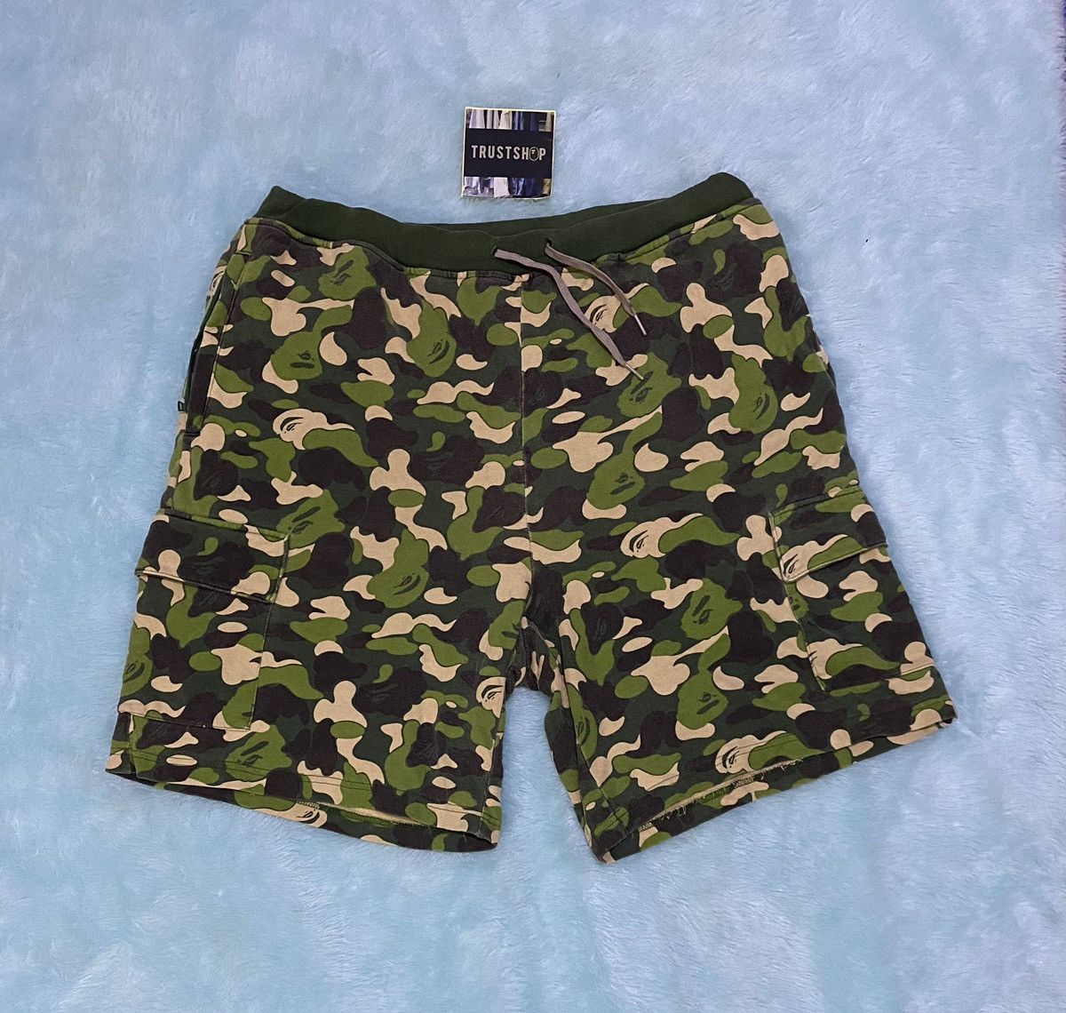 image of Bape x Nigo Abc2 Camo Sweat Shorts in Green, Men's (Size 34)