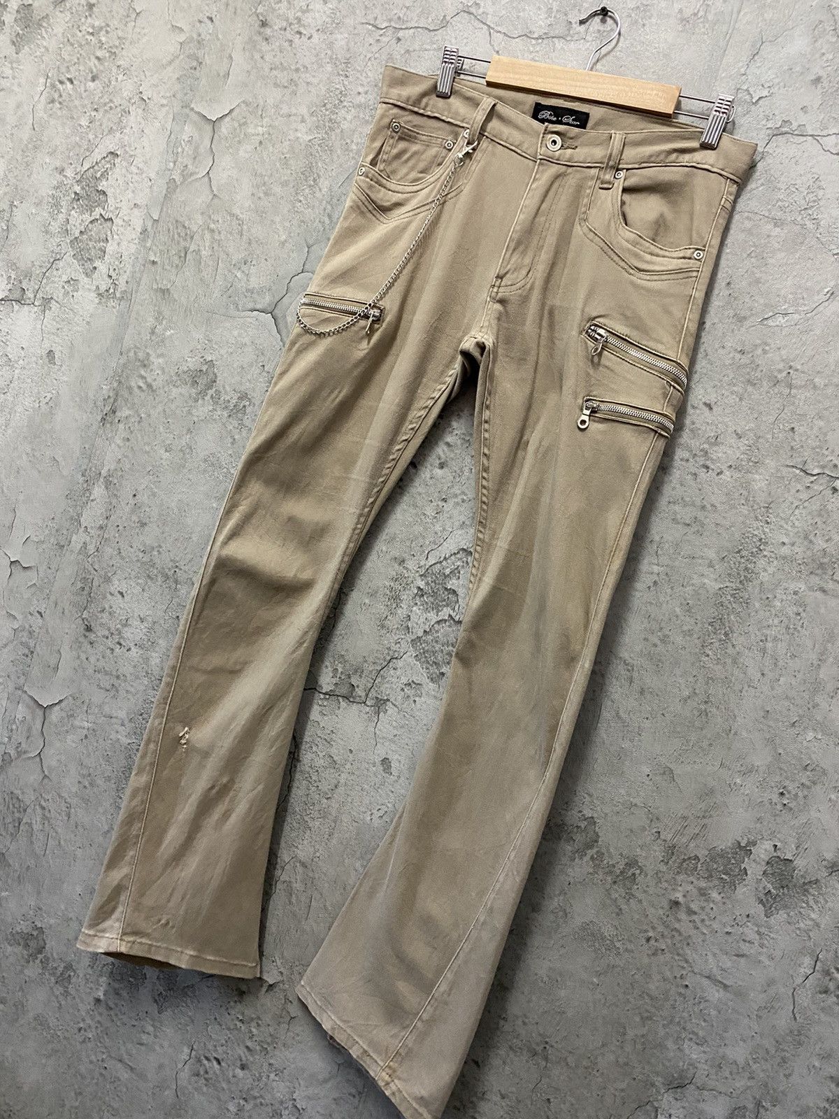Designer × Japanese Brand Bike + Star Japan Cargo Zipper Reconstructed Flared Pants Size US 30 / EU 46 - 3 Thumbnail