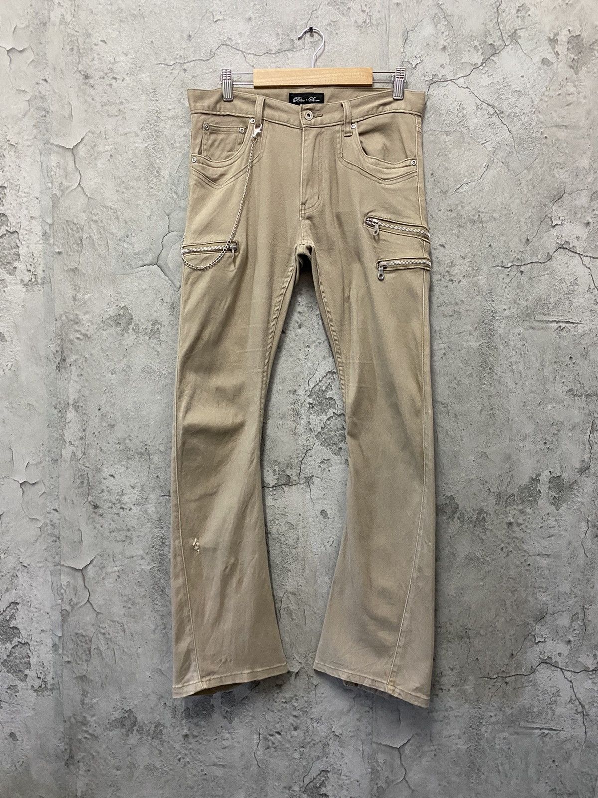 Designer × Japanese Brand Bike + Star Japan Cargo Zipper Reconstructed Flared Pants Size US 30 / EU 46 - 1 Thumbnail