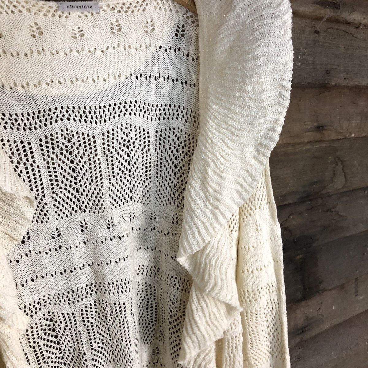 Vintage Clessidra Mesh Net Crochet White Cardigan Knitwear #7207 Size M / US 6-8 / IT 42-44 - 7 Thumbnail