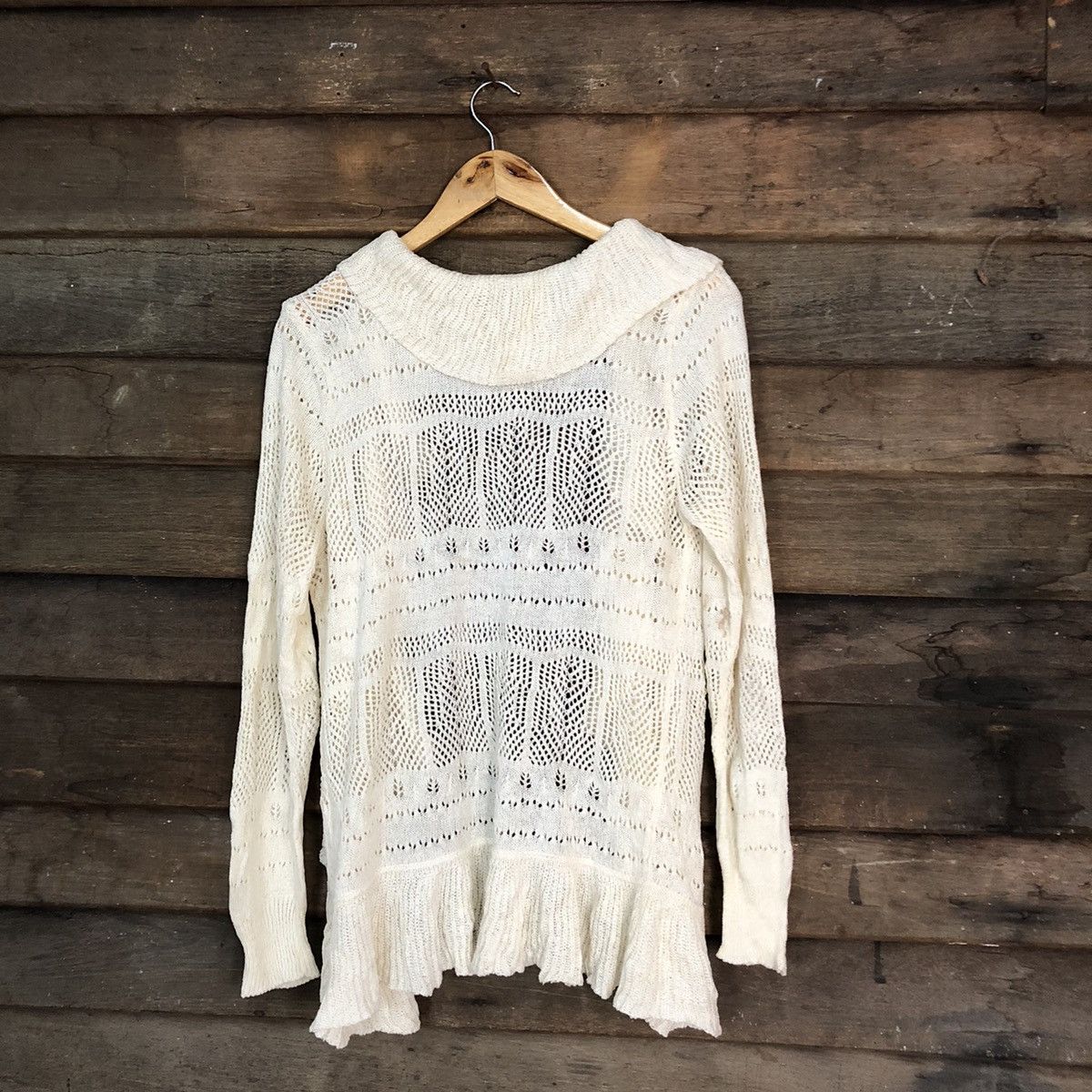 Vintage Clessidra Mesh Net Crochet White Cardigan Knitwear #7207 Size M / US 6-8 / IT 42-44 - 11 Thumbnail