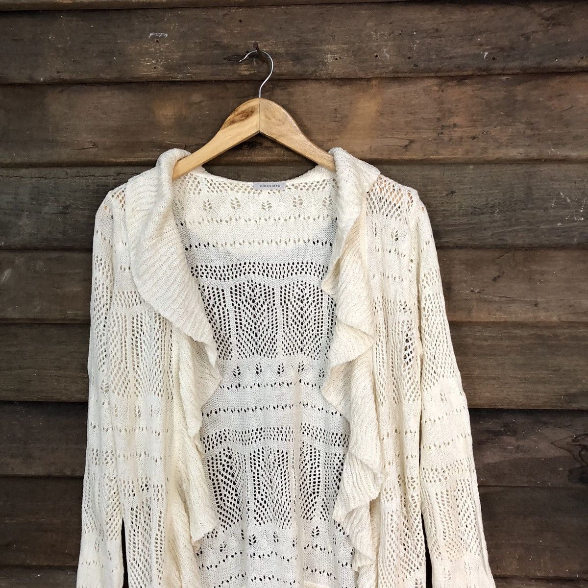 Vintage Clessidra Mesh Net Crochet White Cardigan Knitwear #7207 Size M / US 6-8 / IT 42-44 - 2 Thumbnail