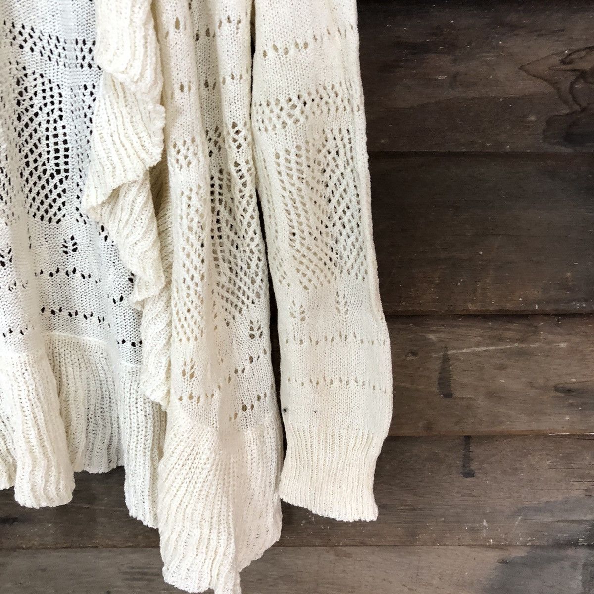 Vintage Clessidra Mesh Net Crochet White Cardigan Knitwear #7207 Size M / US 6-8 / IT 42-44 - 5 Thumbnail