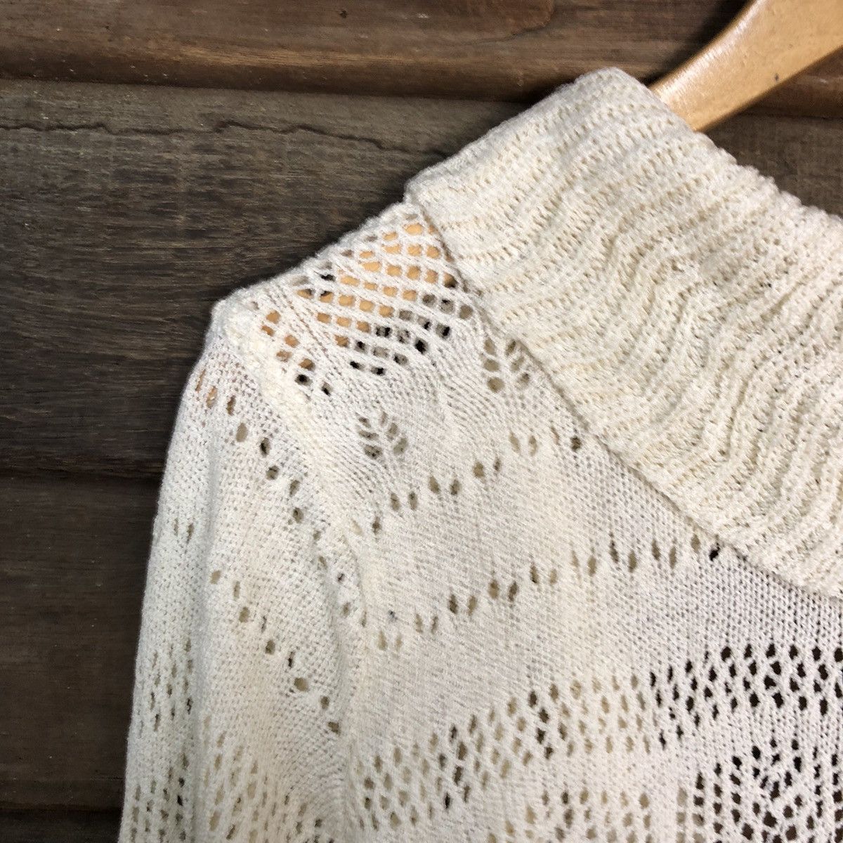 Vintage Clessidra Mesh Net Crochet White Cardigan Knitwear #7207 Size M / US 6-8 / IT 42-44 - 14 Thumbnail