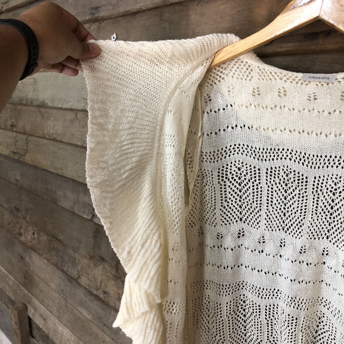 Vintage Clessidra Mesh Net Crochet White Cardigan Knitwear #7207 Size M / US 6-8 / IT 42-44 - 6 Thumbnail