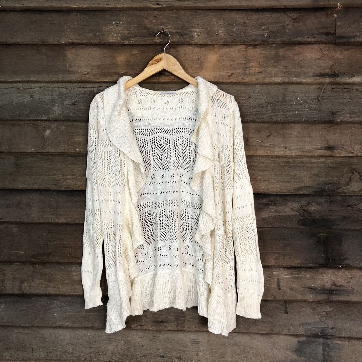 Vintage Clessidra Mesh Net Crochet White Cardigan Knitwear #7207 Size M / US 6-8 / IT 42-44 - 1 Thumbnail