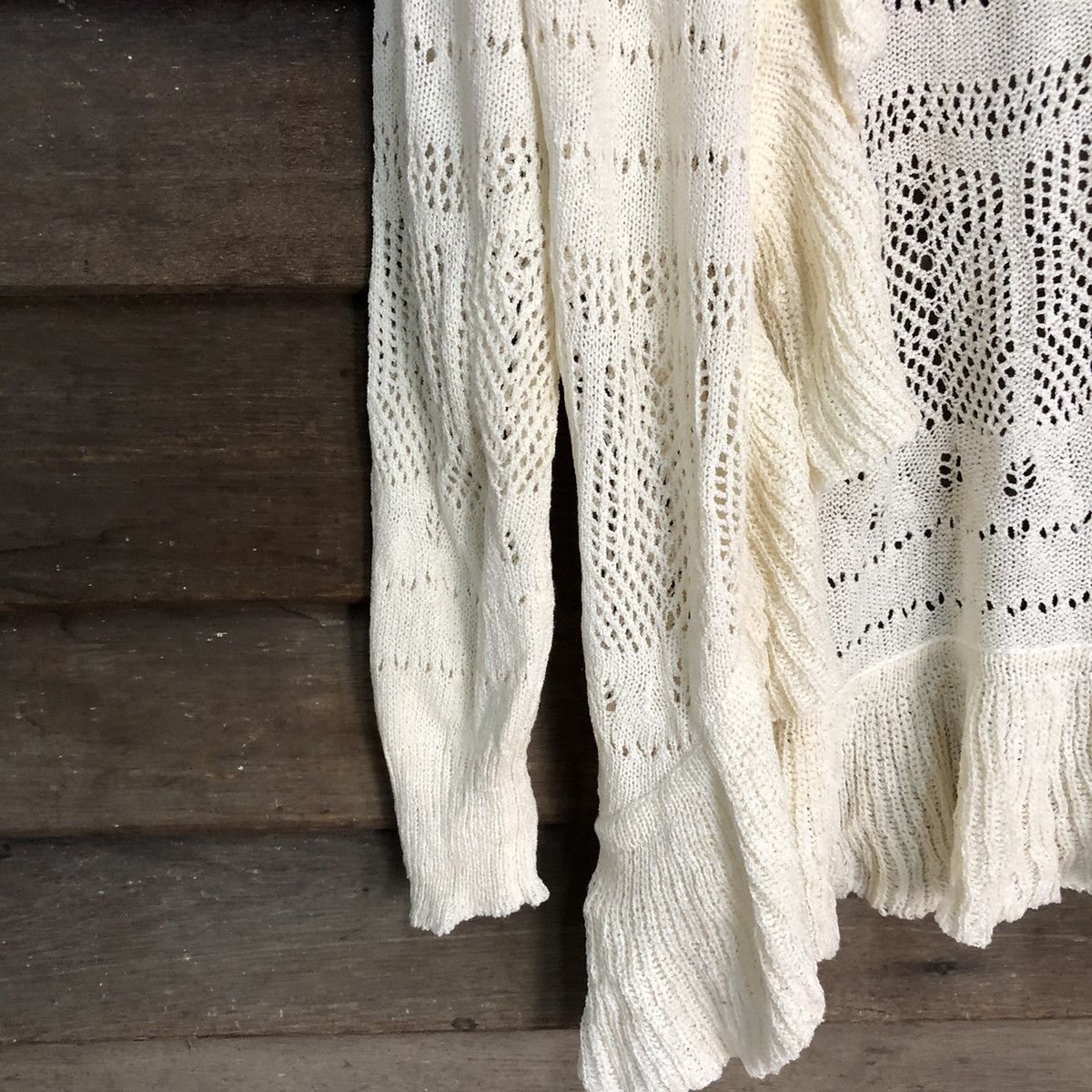 Vintage Clessidra Mesh Net Crochet White Cardigan Knitwear #7207 Size M / US 6-8 / IT 42-44 - 4 Thumbnail