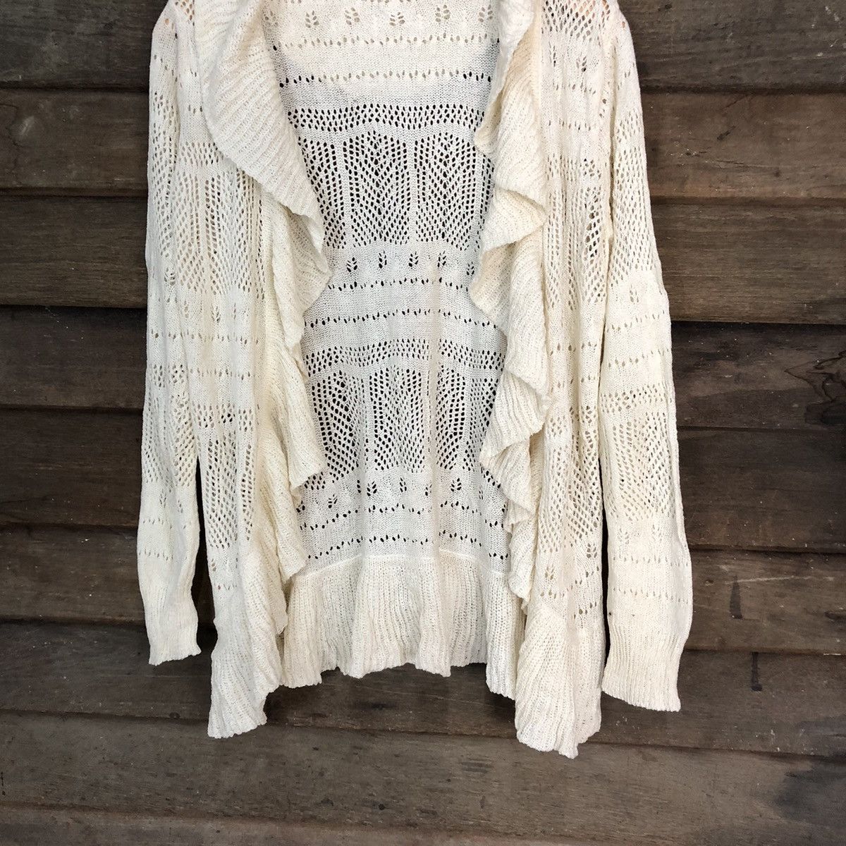 Vintage Clessidra Mesh Net Crochet White Cardigan Knitwear #7207 Size M / US 6-8 / IT 42-44 - 3 Thumbnail