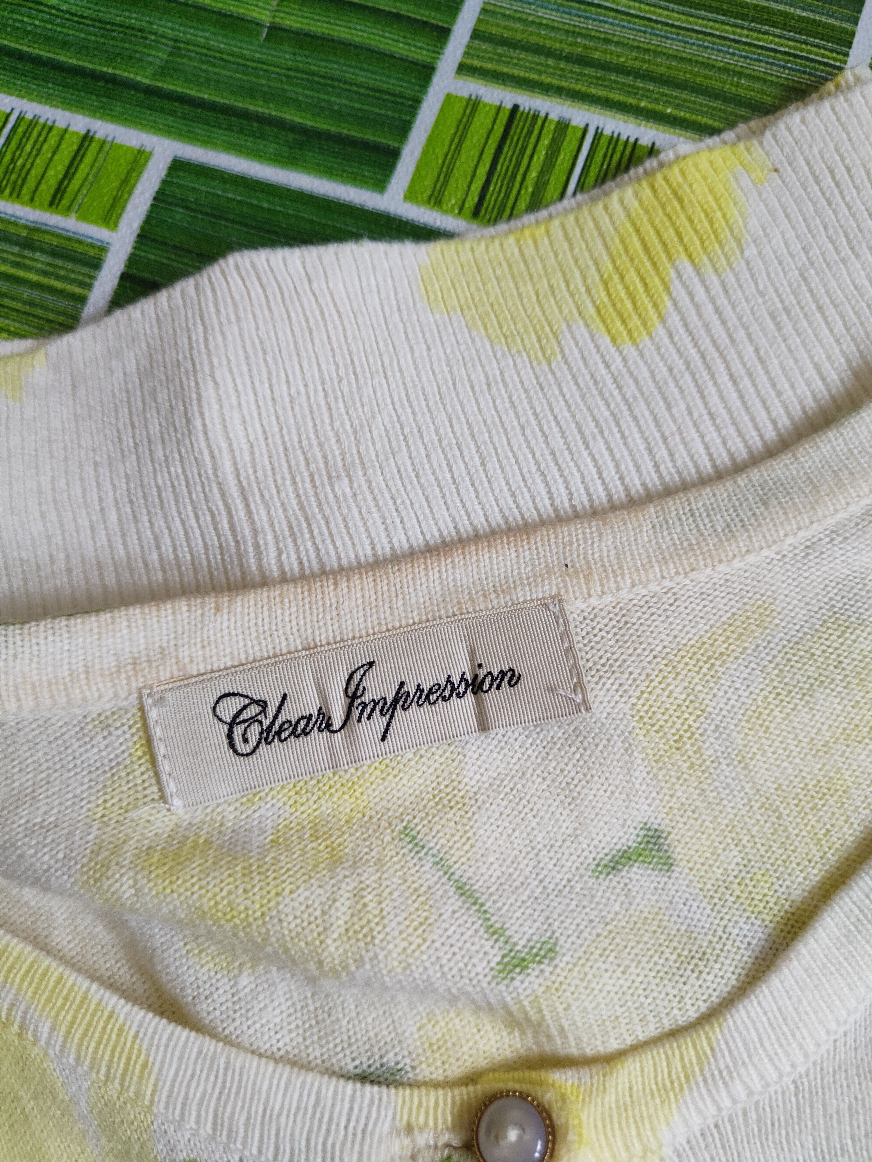 Japanese Brand Clear Impression Yellow/Green Flowers Cardigan #S953 Size S / US 4 / IT 40 - 11 Thumbnail
