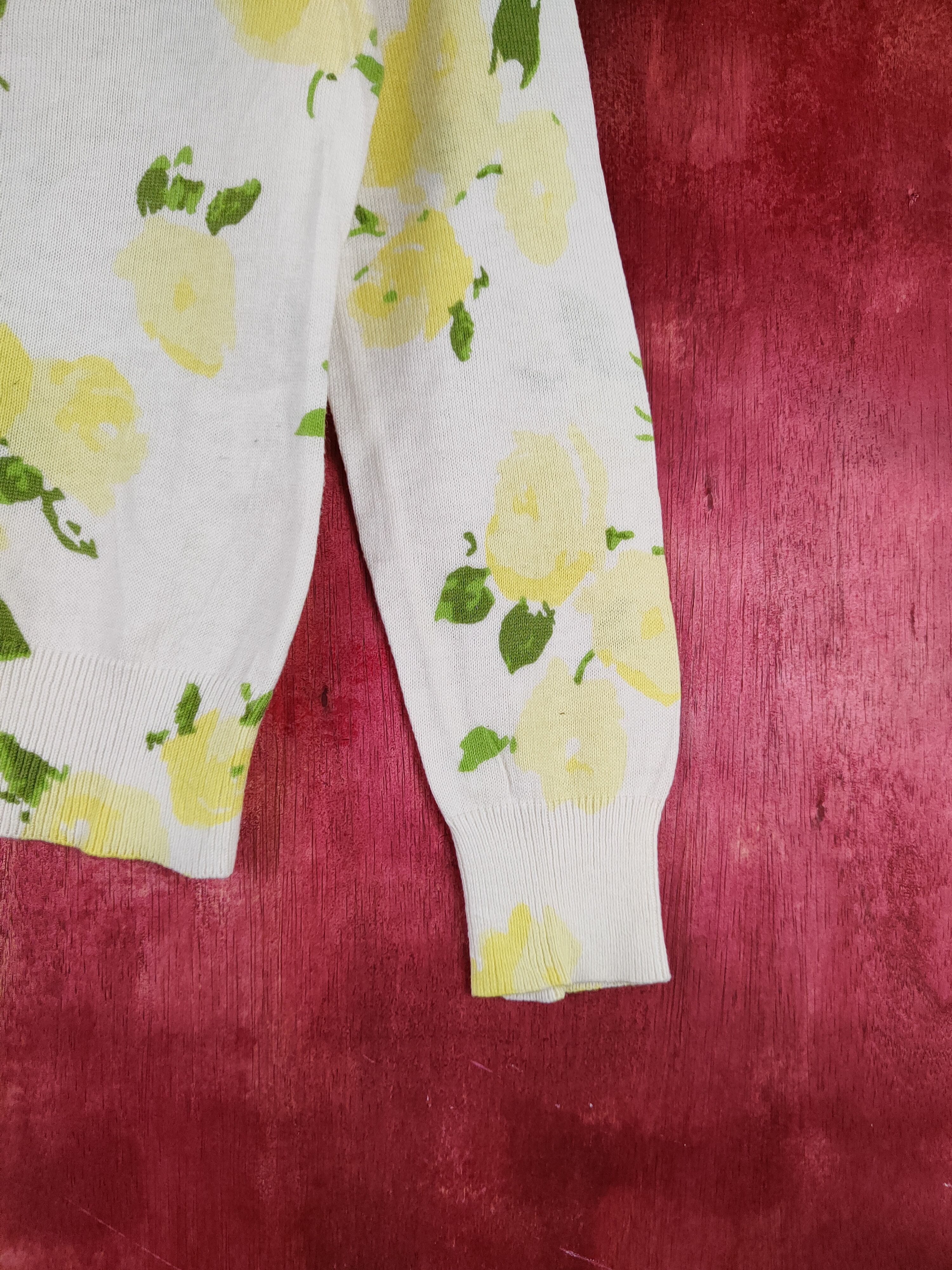 Japanese Brand Clear Impression Yellow/Green Flowers Cardigan #S953 Size S / US 4 / IT 40 - 6 Thumbnail