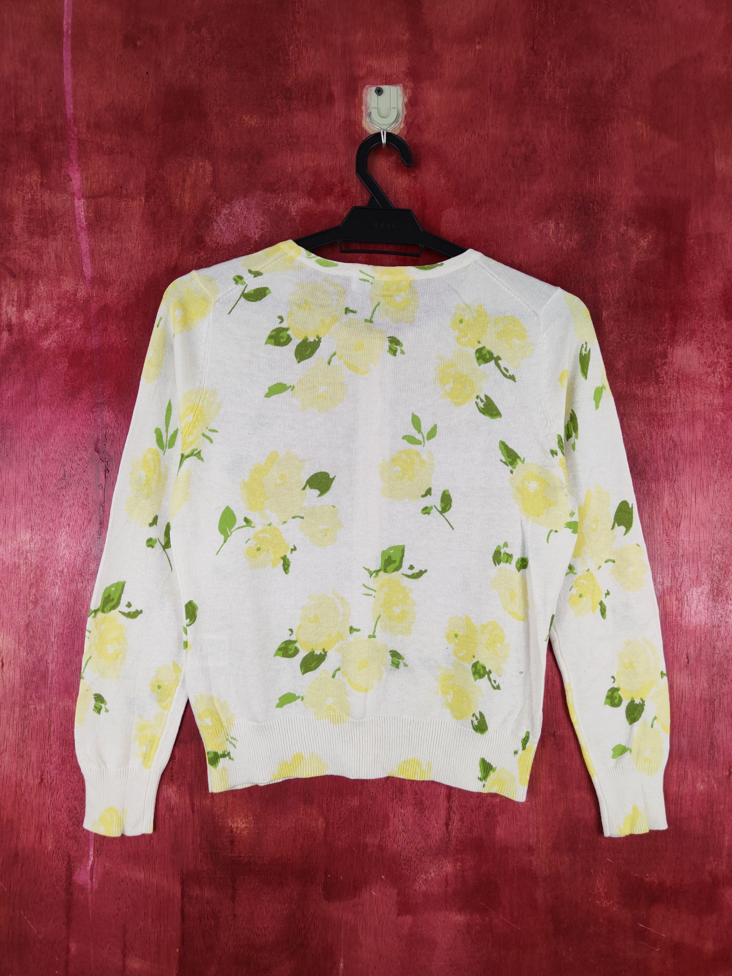 Japanese Brand Clear Impression Yellow/Green Flowers Cardigan #S953 Size S / US 4 / IT 40 - 7 Thumbnail