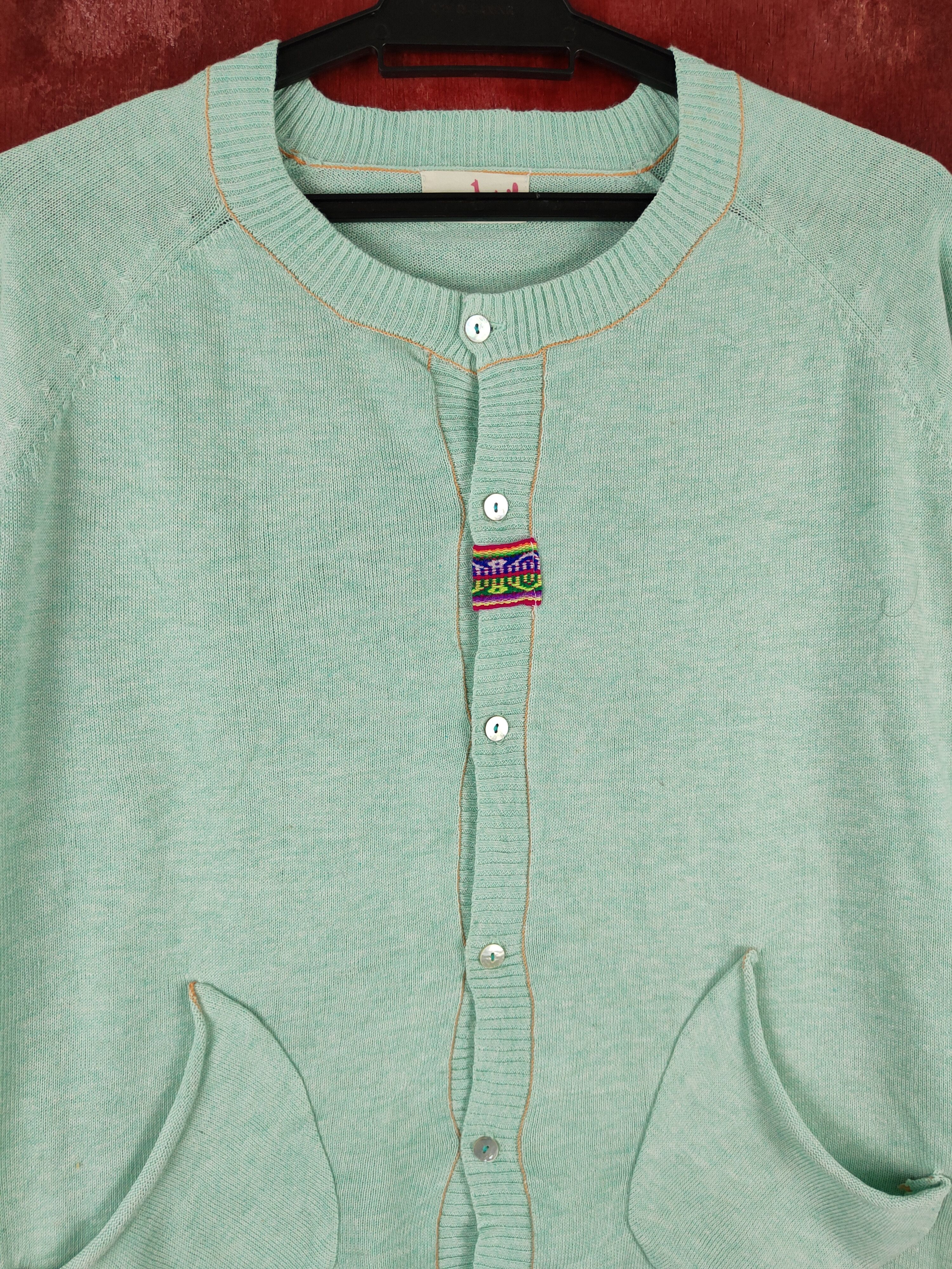 Japanese Brand × Vintage Titicaca Mint Green Cardigan knitwear japan vintage #S954 Size L / US 10 / IT 46 - 2 Thumbnail