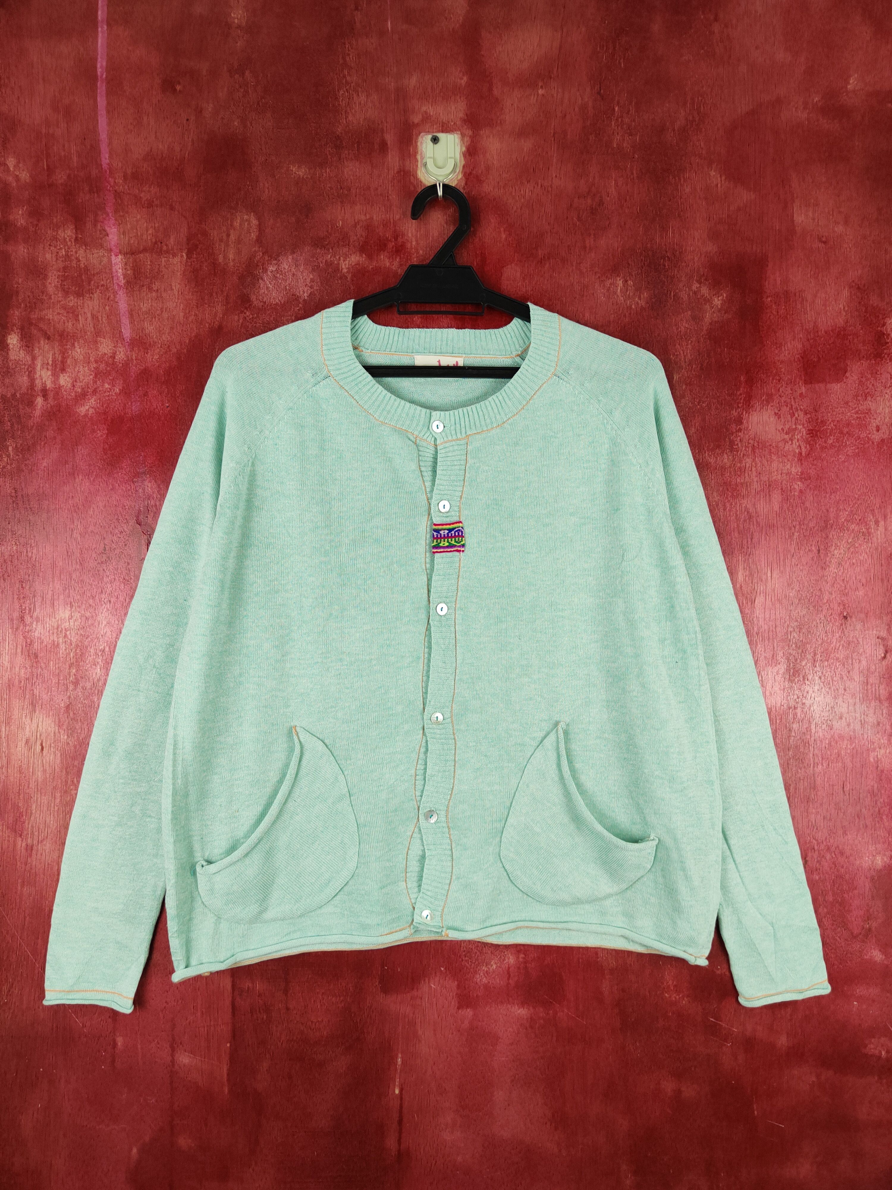 Japanese Brand × Vintage Titicaca Mint Green Cardigan knitwear japan vintage #S954 Size L / US 10 / IT 46 - 1 Thumbnail