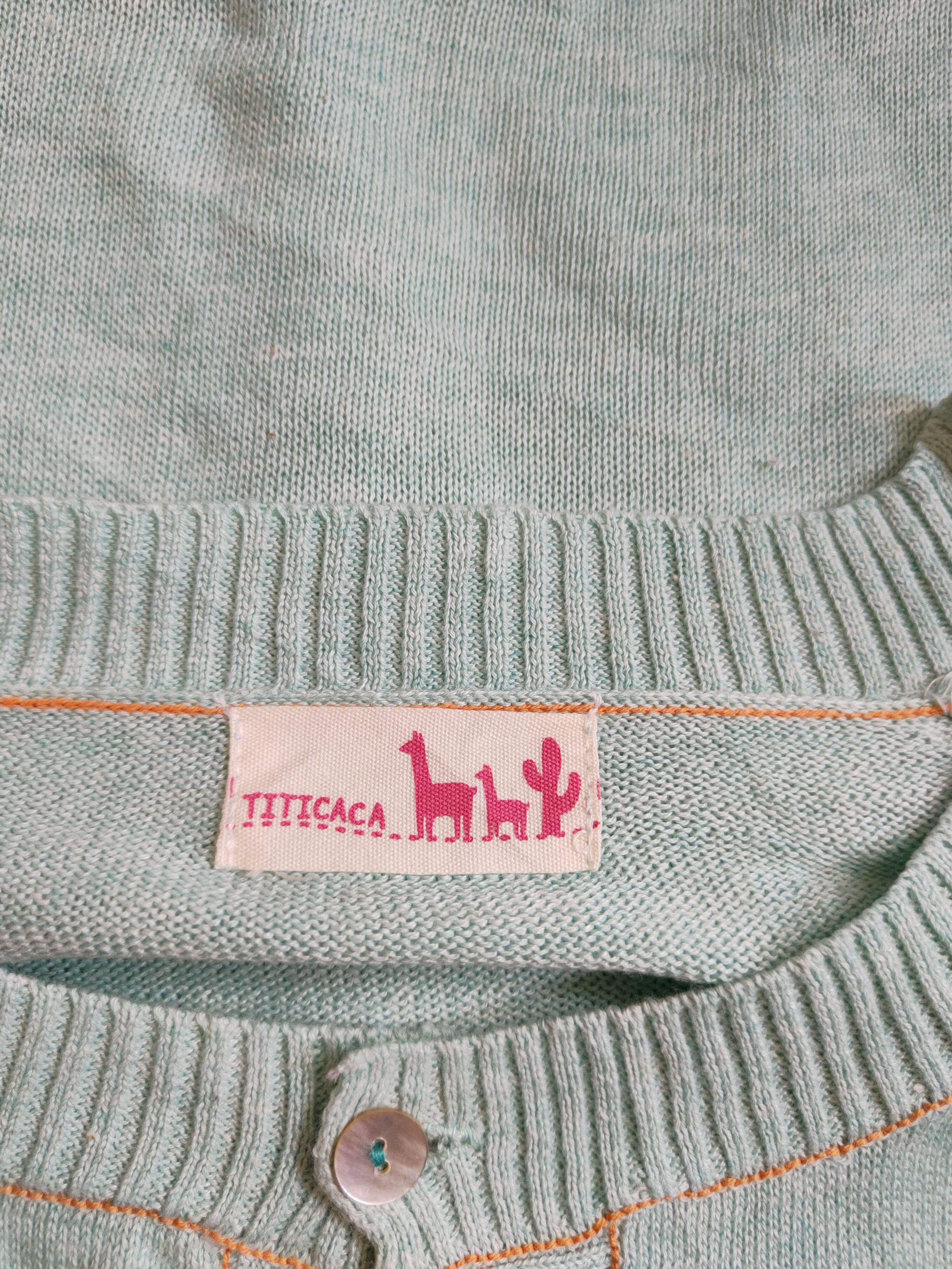 Japanese Brand × Vintage Titicaca Mint Green Cardigan knitwear japan vintage #S954 Size L / US 10 / IT 46 - 11 Thumbnail