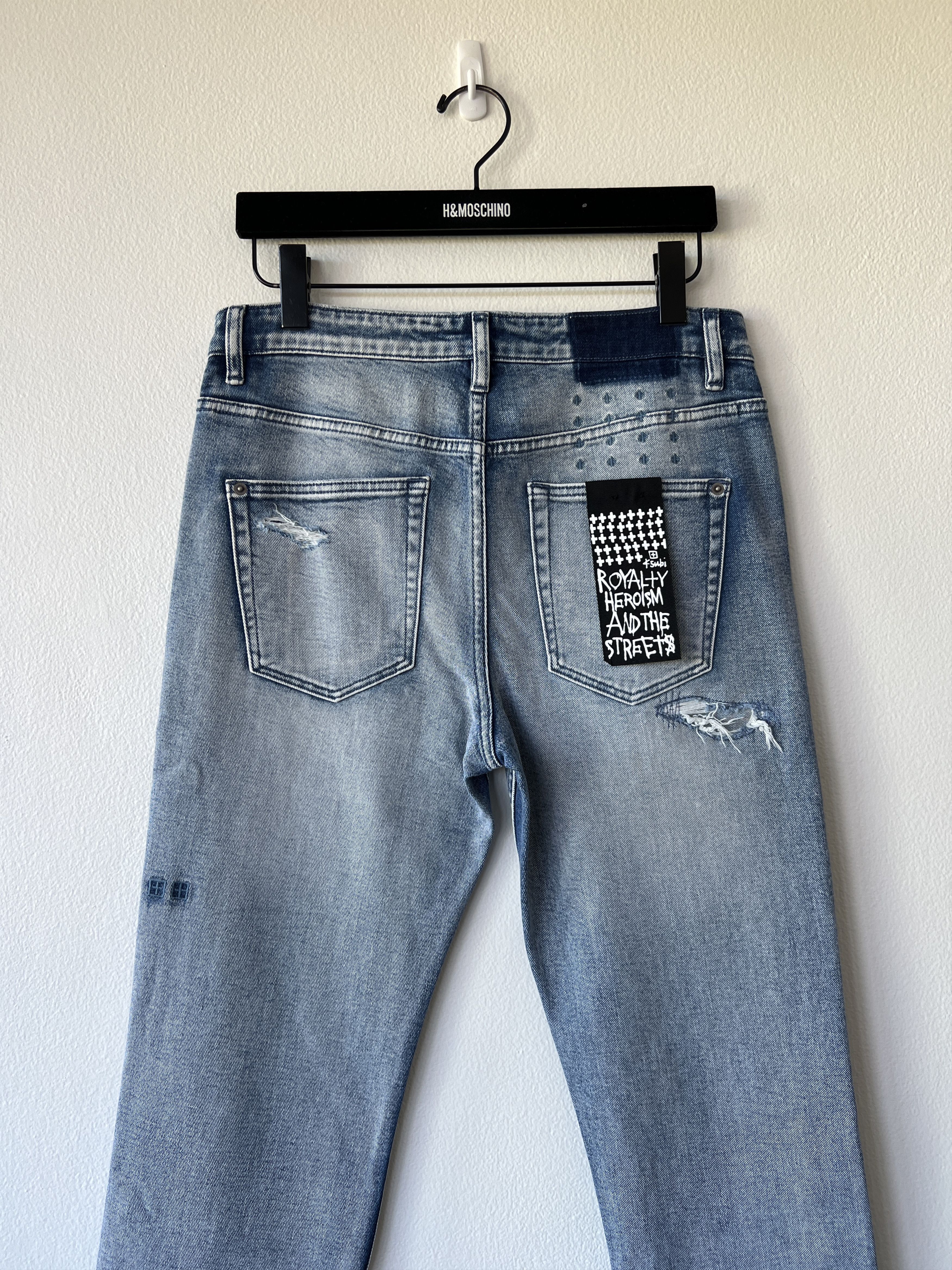 Ksubi mens denim jean slim 32 small medium light blue patched Size US 32 / EU 48 - 6 Thumbnail