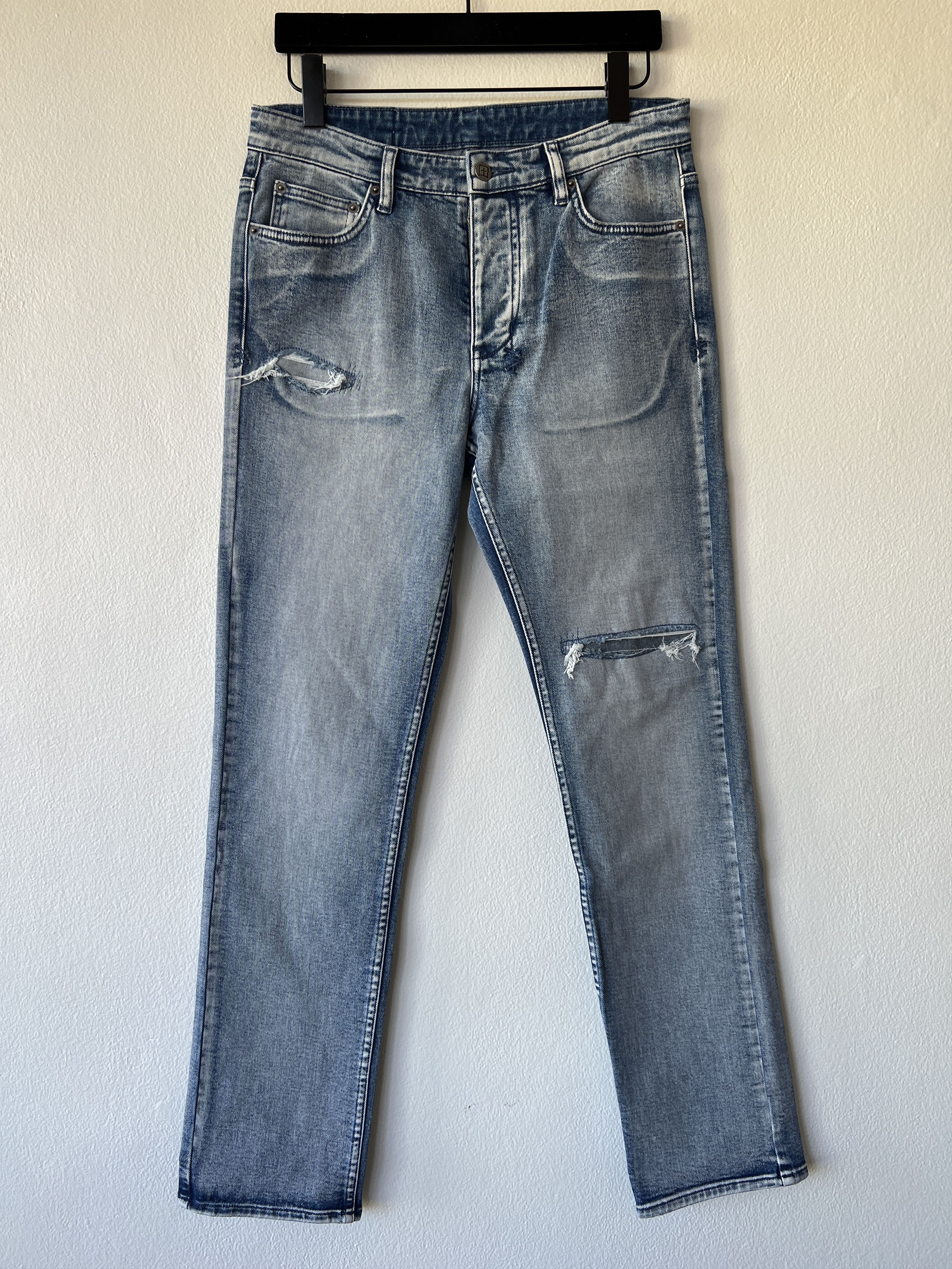 Ksubi mens denim jean slim 32 small medium light blue patched Size US 32 / EU 48 - 1 Thumbnail