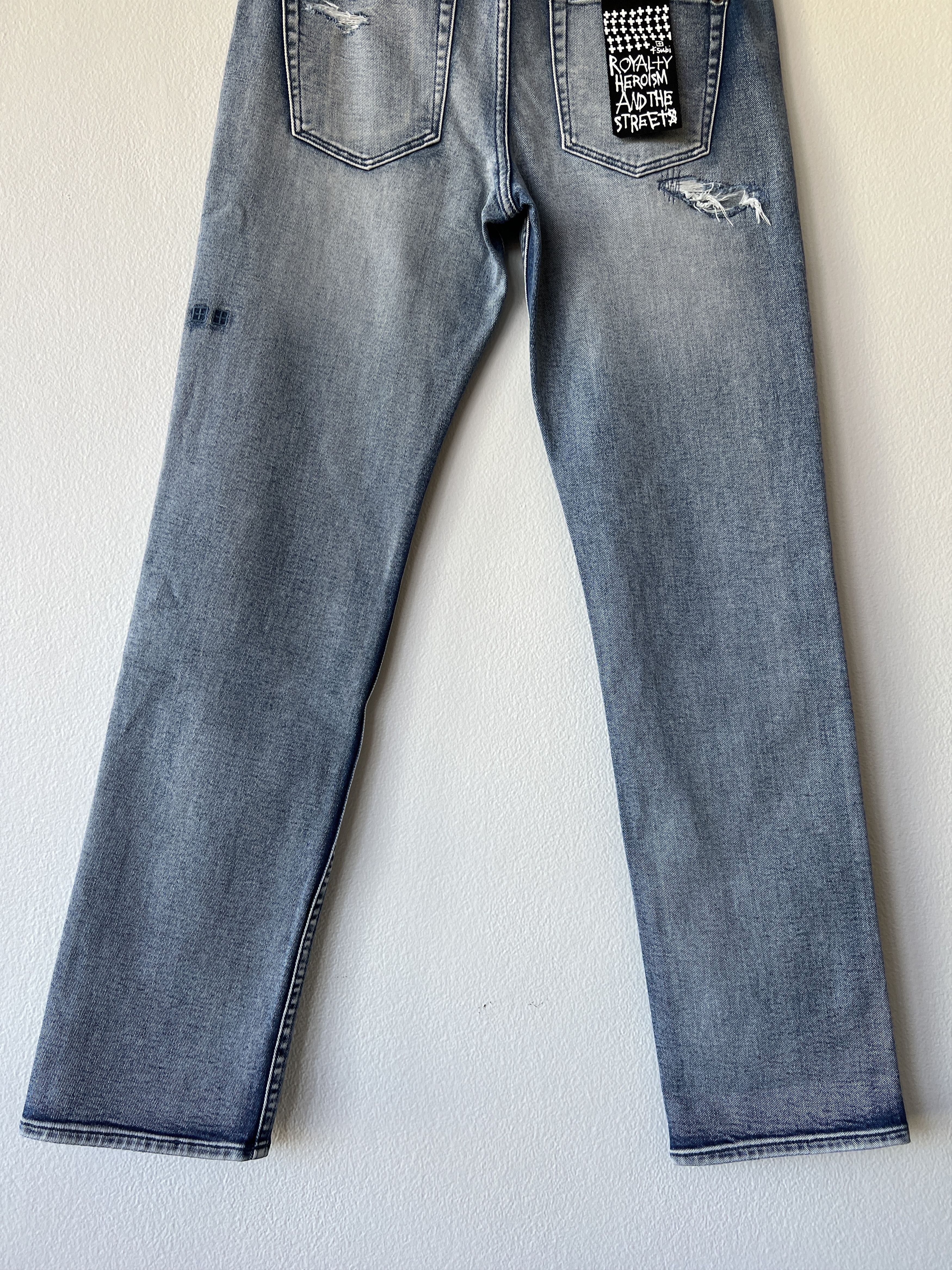 Ksubi mens denim jean slim 32 small medium light blue patched Size US 32 / EU 48 - 7 Thumbnail