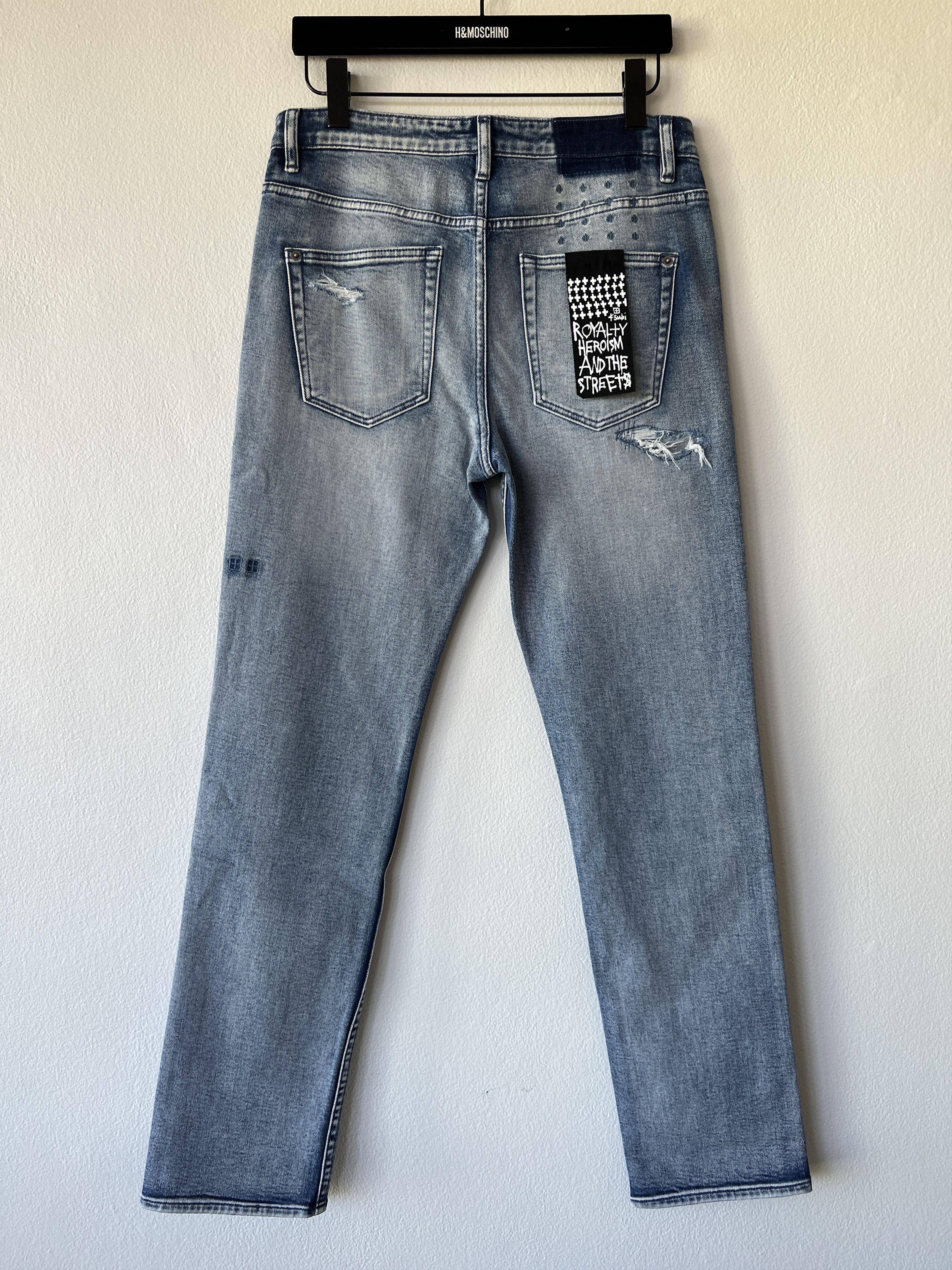 Ksubi mens denim jean slim 32 small medium light blue patched Size US 32 / EU 48 - 5 Thumbnail