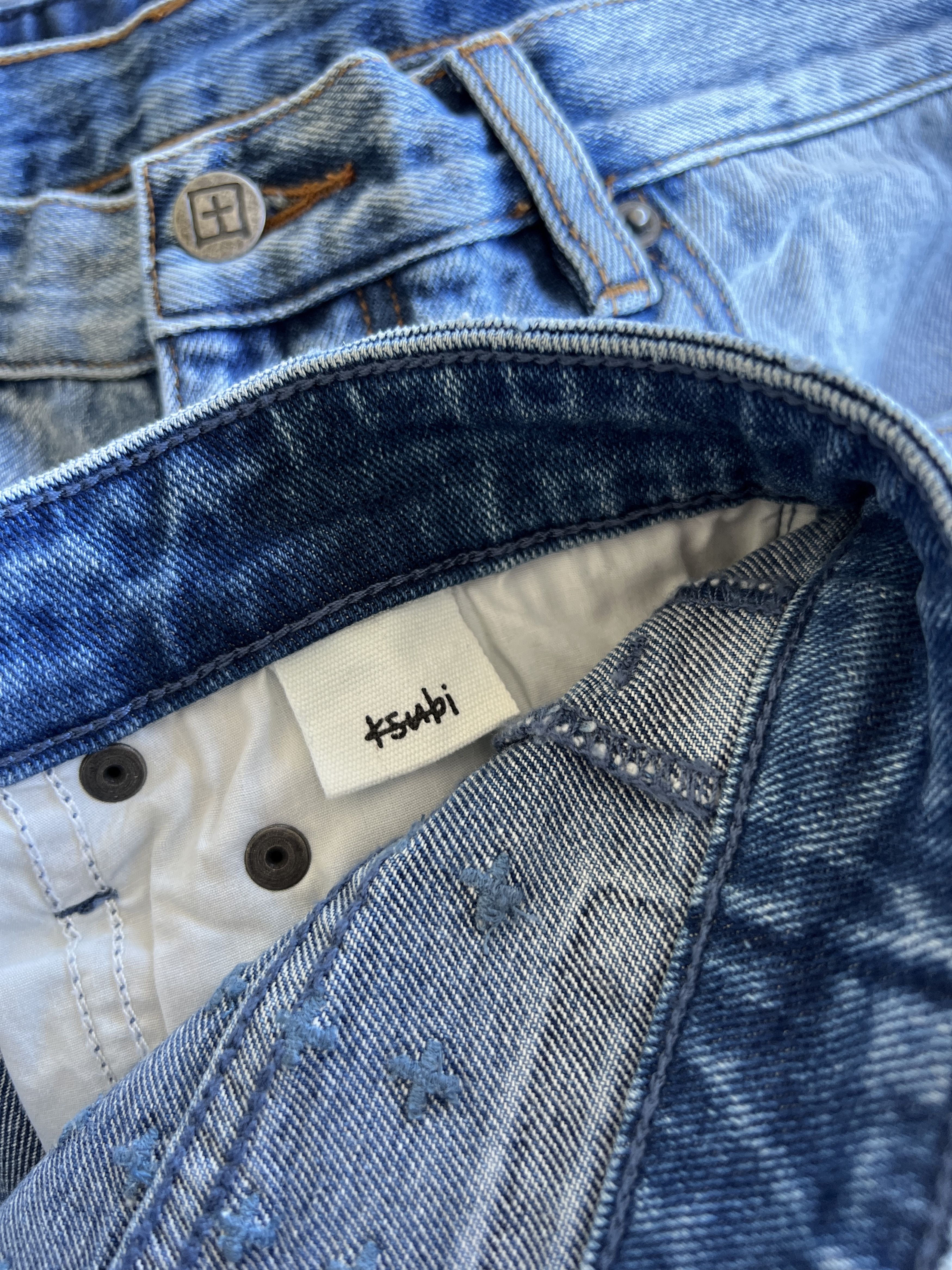 Ksubi mens denim jean slim 32 small medium light blue patched Size US 32 / EU 48 - 8 Thumbnail