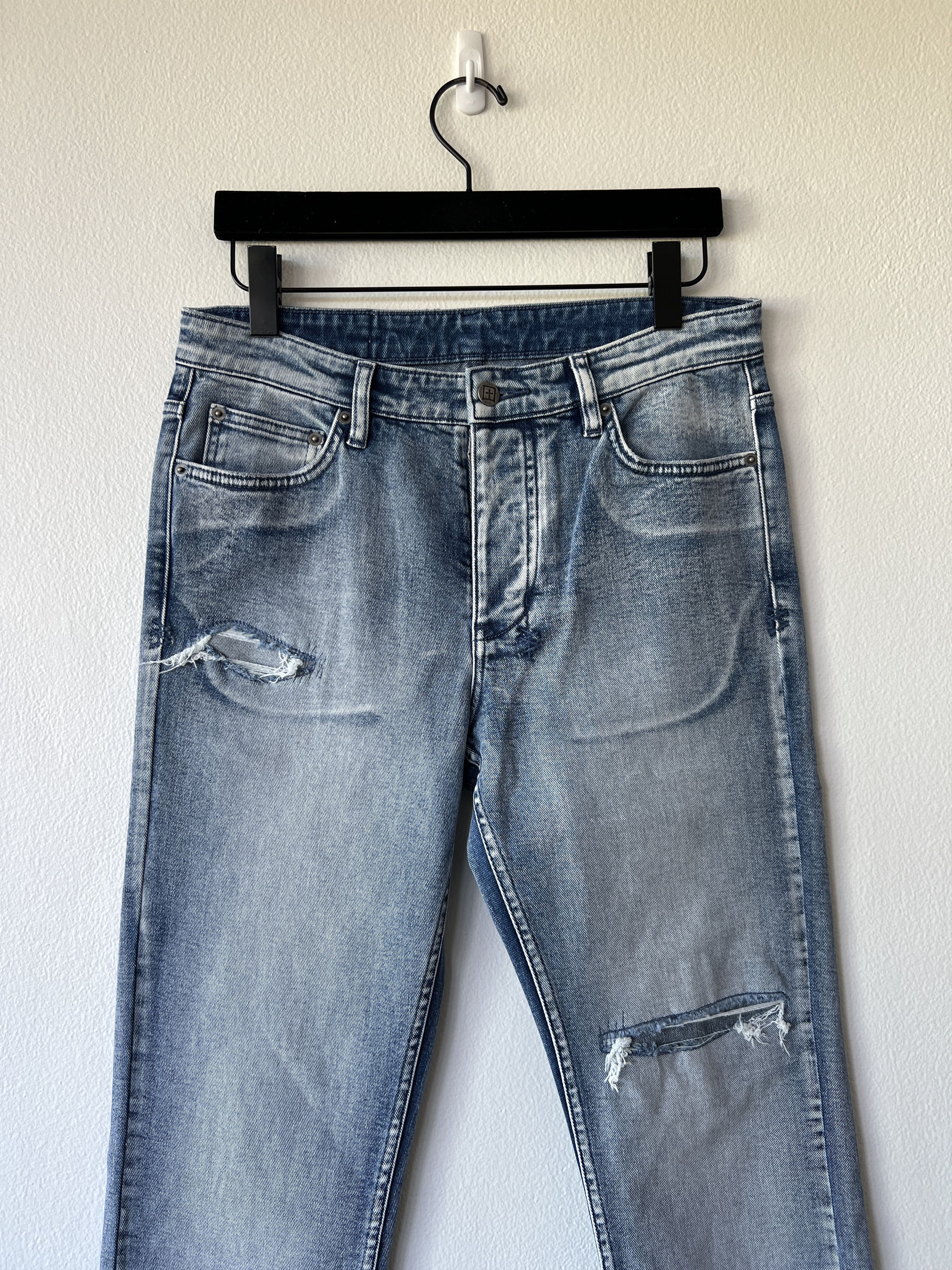 Ksubi mens denim jean slim 32 small medium light blue patched Size US 32 / EU 48 - 2 Thumbnail