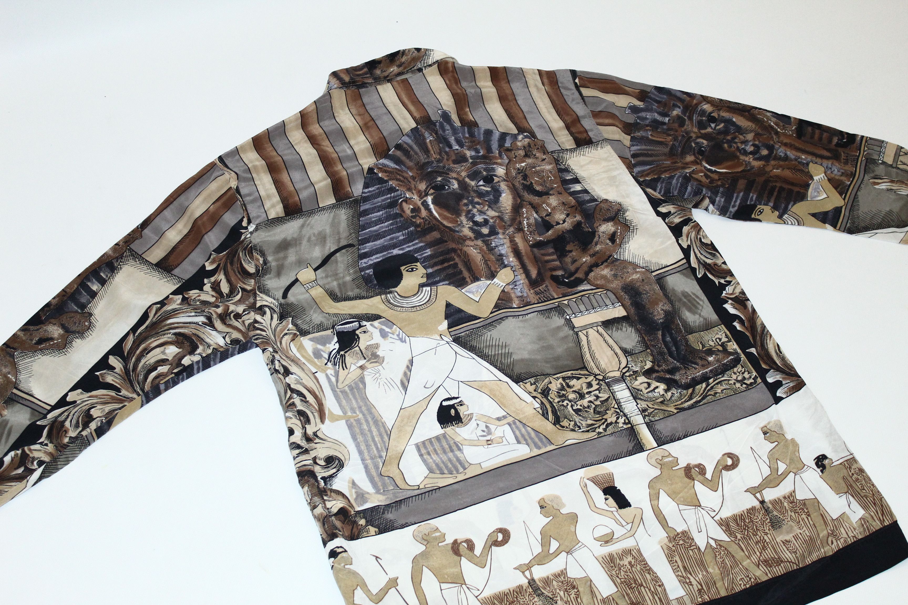 Japanese Brand Vintage Otto Kern Egyptian Artwork Design Luxury Silk Shirt Size US L / EU 52-54 / 3 - 9 Thumbnail