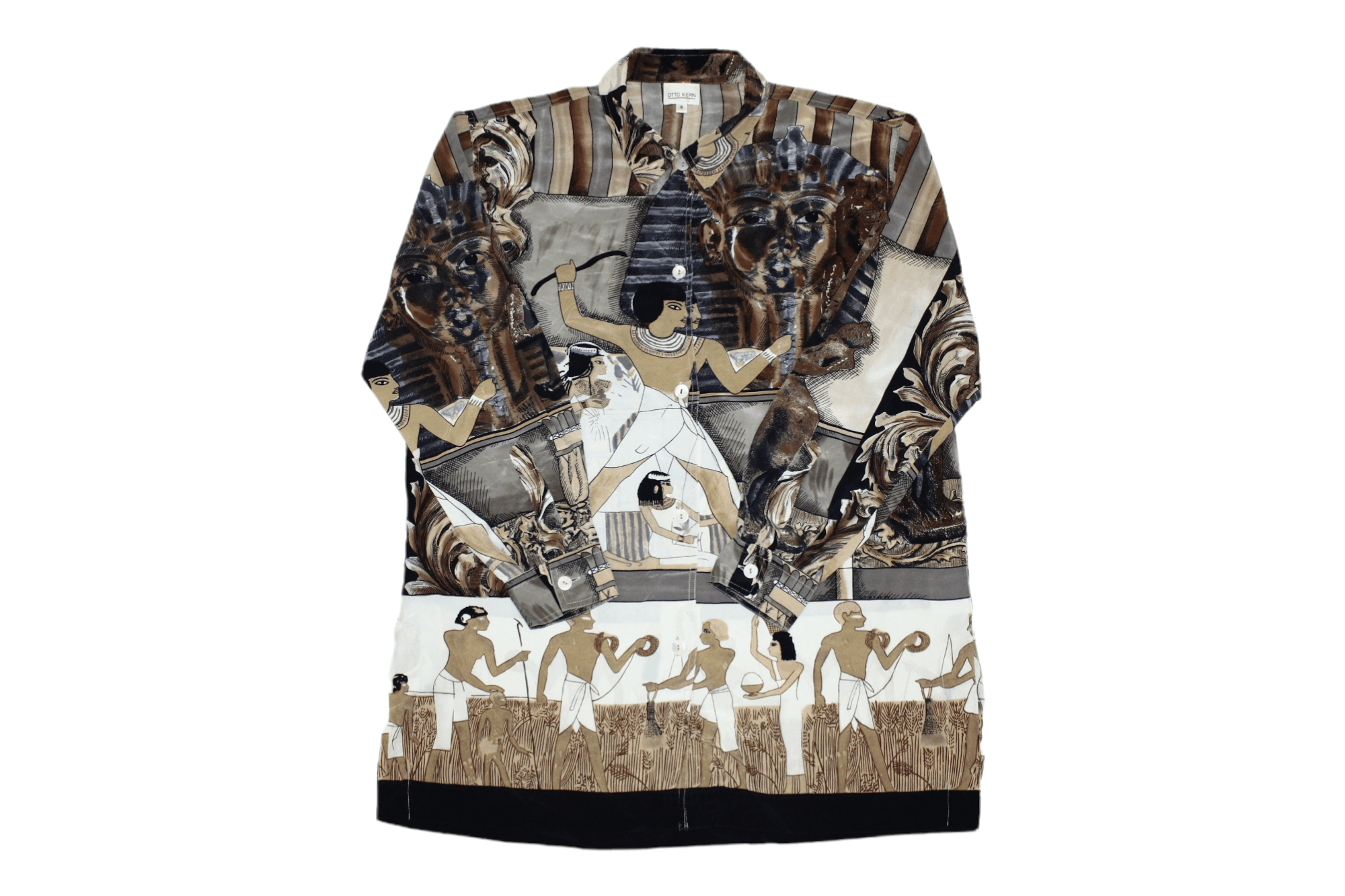 Japanese Brand Vintage Otto Kern Egyptian Artwork Design Luxury Silk Shirt Size US L / EU 52-54 / 3 - 1 Thumbnail