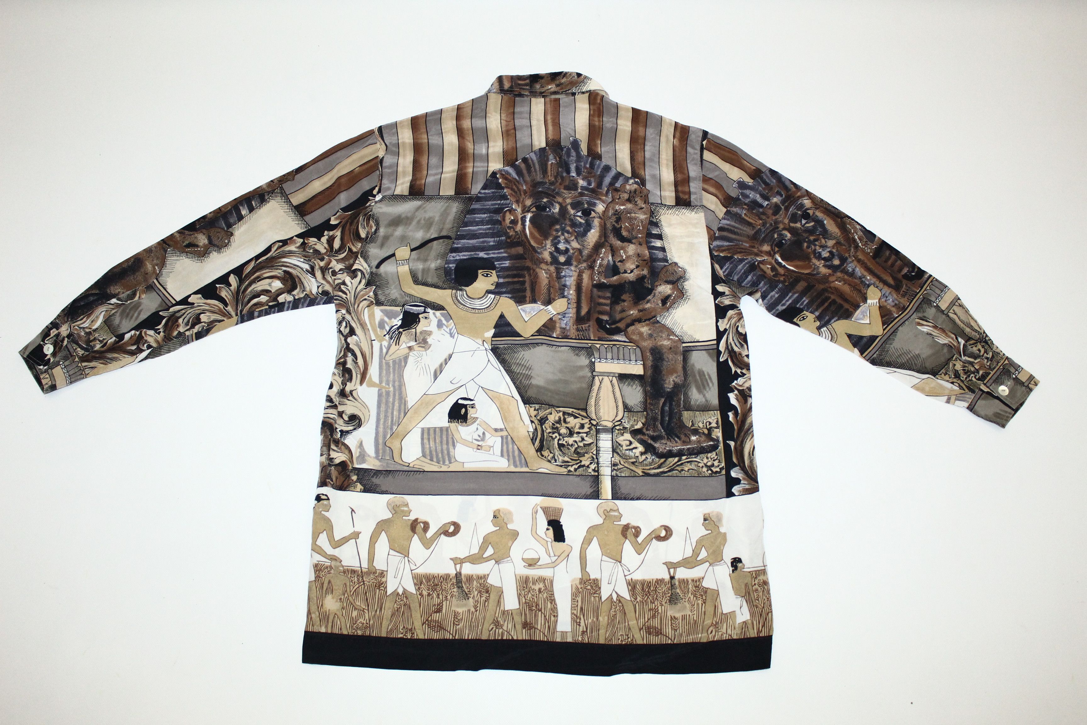 Japanese Brand Vintage Otto Kern Egyptian Artwork Design Luxury Silk Shirt Size US L / EU 52-54 / 3 - 8 Thumbnail