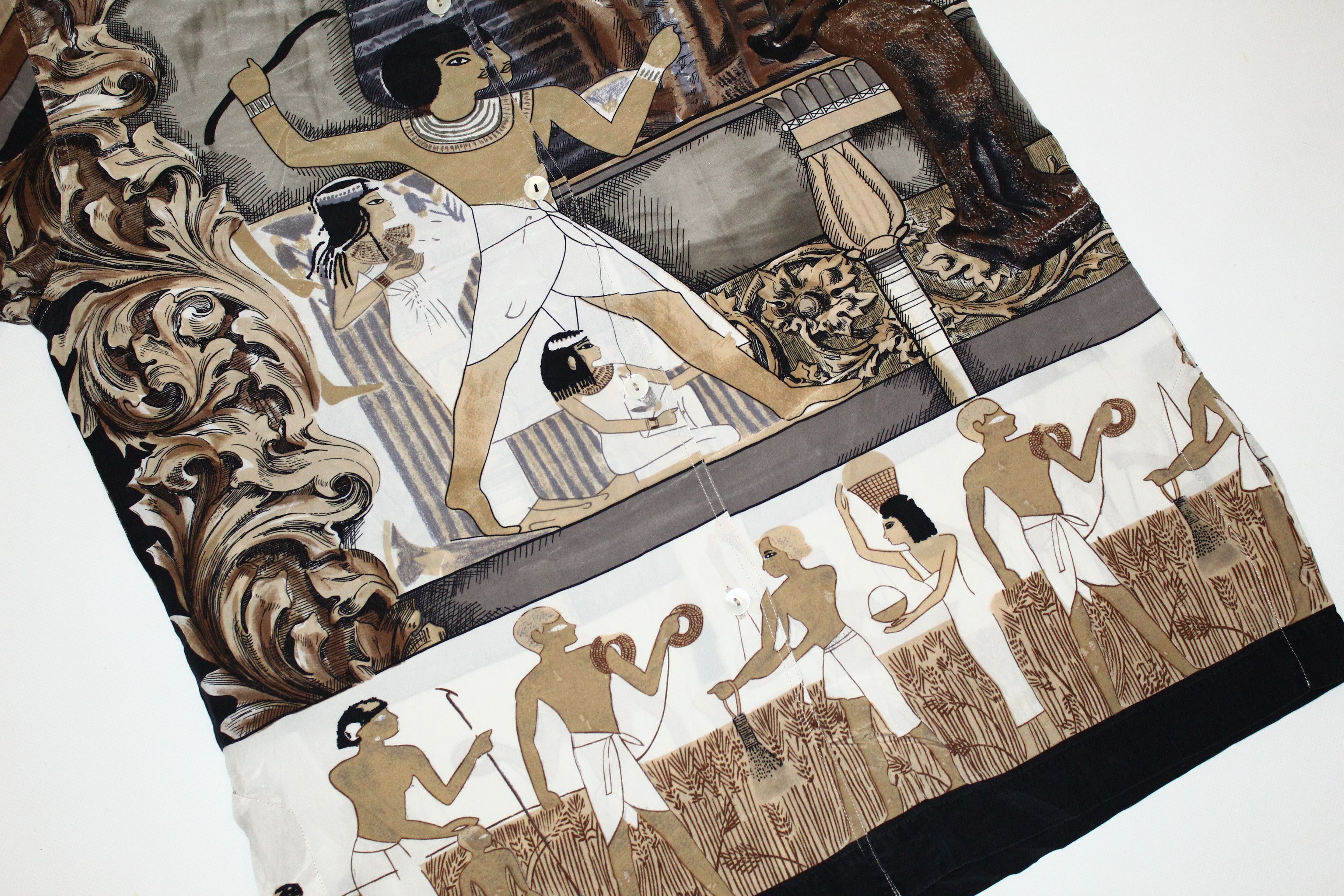 Japanese Brand Vintage Otto Kern Egyptian Artwork Design Luxury Silk Shirt Size US L / EU 52-54 / 3 - 3 Thumbnail