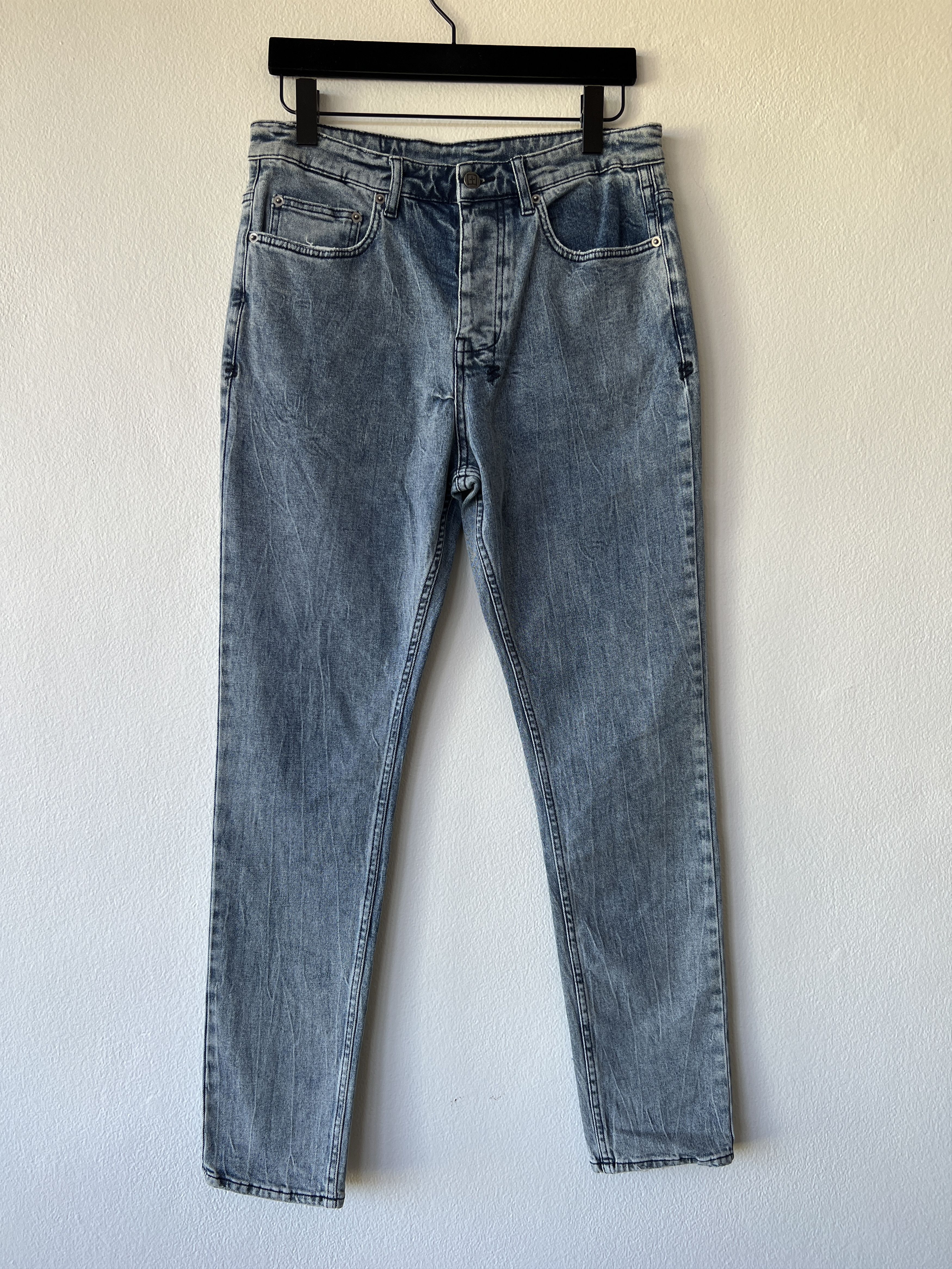 denim jean slim 32 small medium blue wolfgang no rips