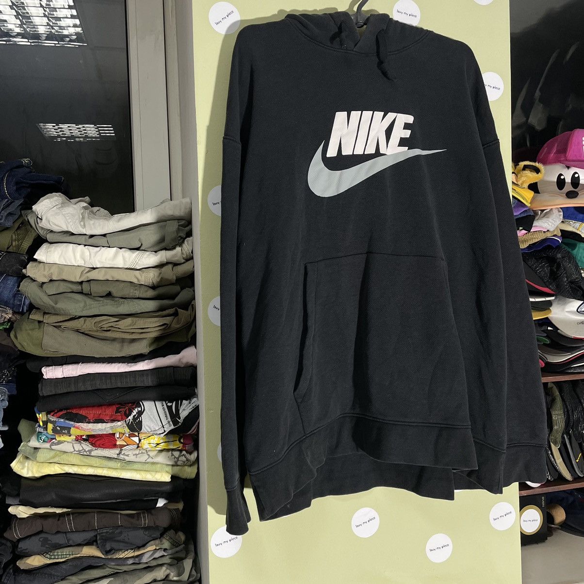 Vintage Vintage Nike Swoosh Hoodie Faded Black Oversized Streetwear Size US XL / EU 56 / 4 - 3 Thumbnail