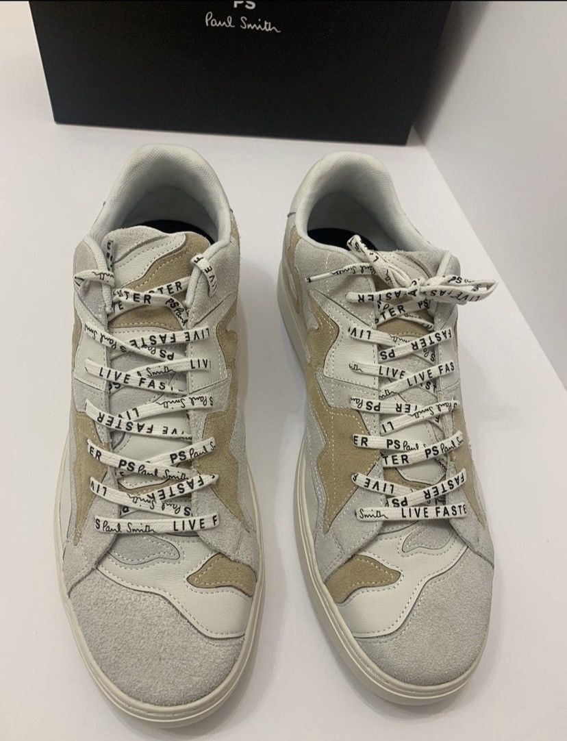 image of Paul Smith Rex Camouflage Patch Leather Sneakers in White/Camo, Men's (Size 12)