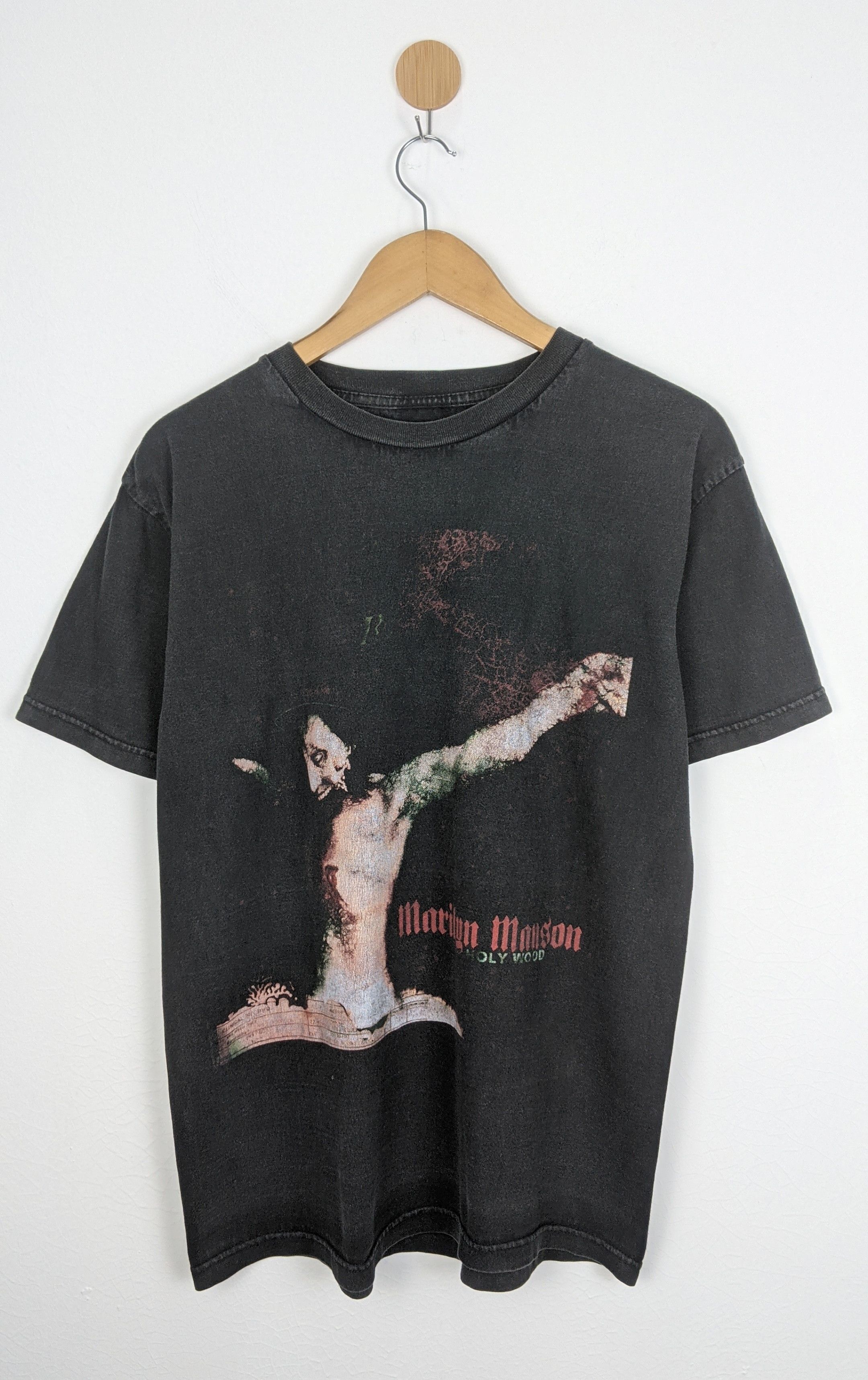 image of Band Tees x Vintage Viintage Marilyn Manson Hollywood Y2K Goth Shirt in Black, Men's (Size Large)