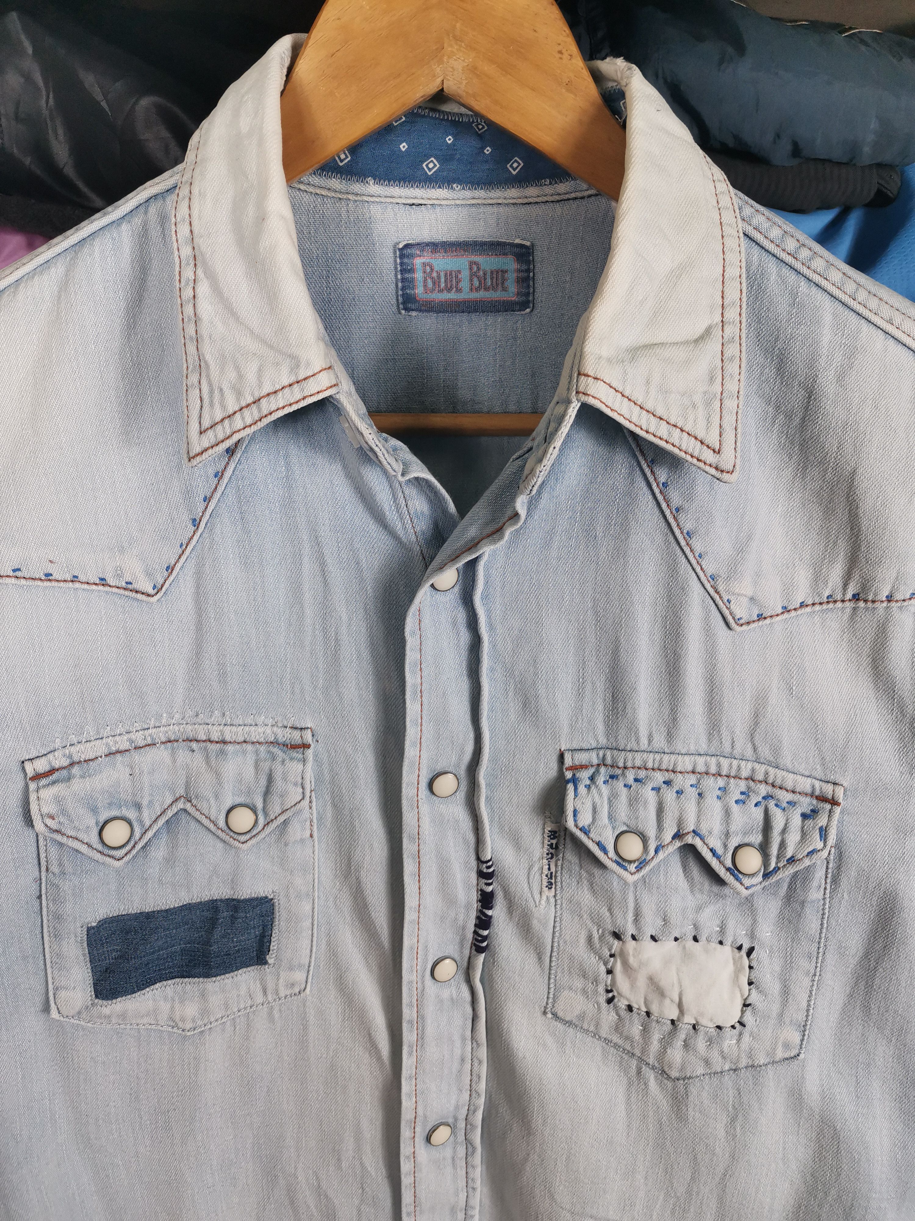 Blue Blue Japan Vintage Japanese Brand Blue Blue Japan Denim Flannel Shirt Size US M / EU 48-50 / 2 - 2 Thumbnail