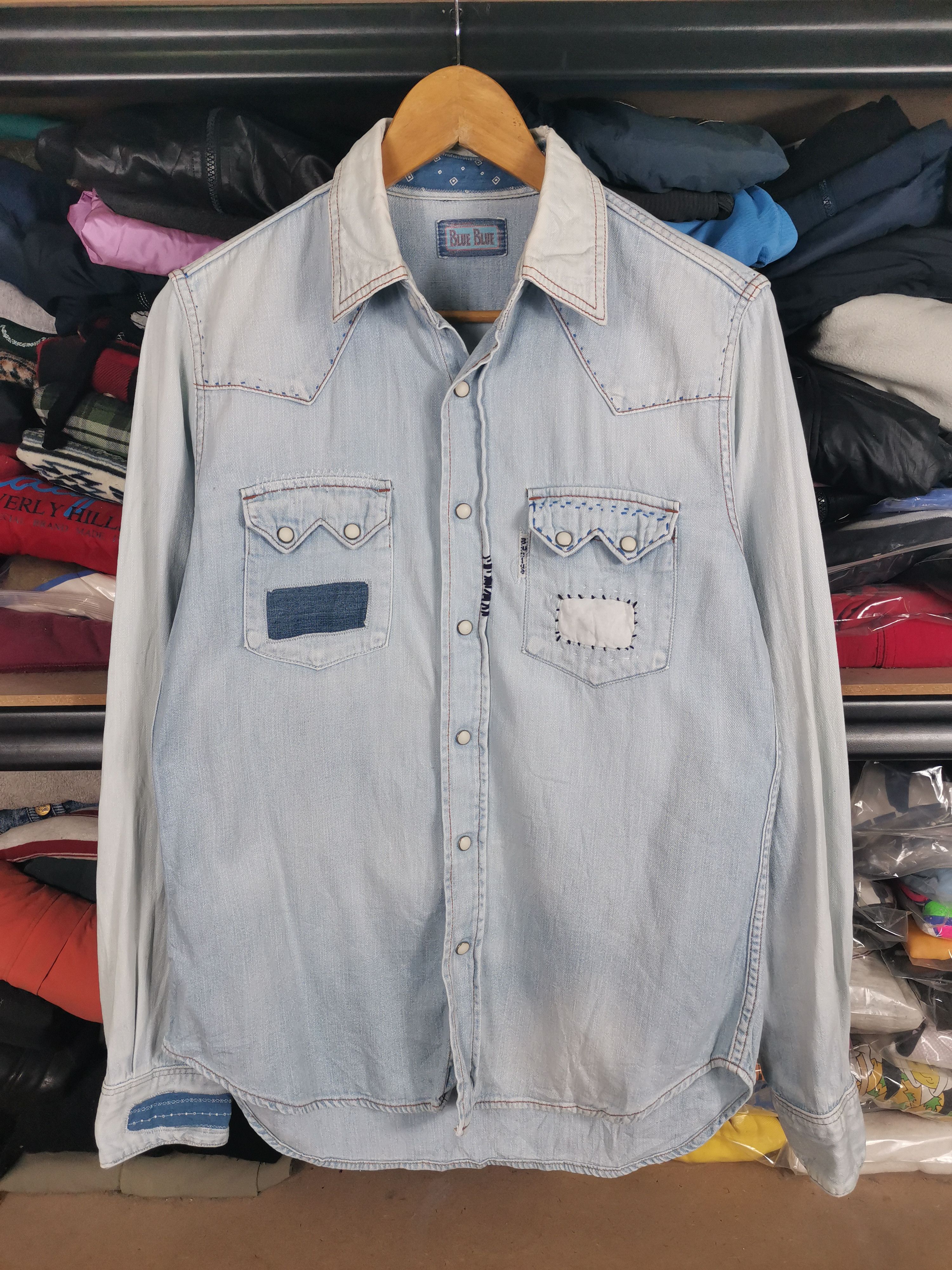 Blue Blue Japan Vintage Japanese Brand Blue Blue Japan Denim Flannel Shirt Size US M / EU 48-50 / 2 - 1 Thumbnail