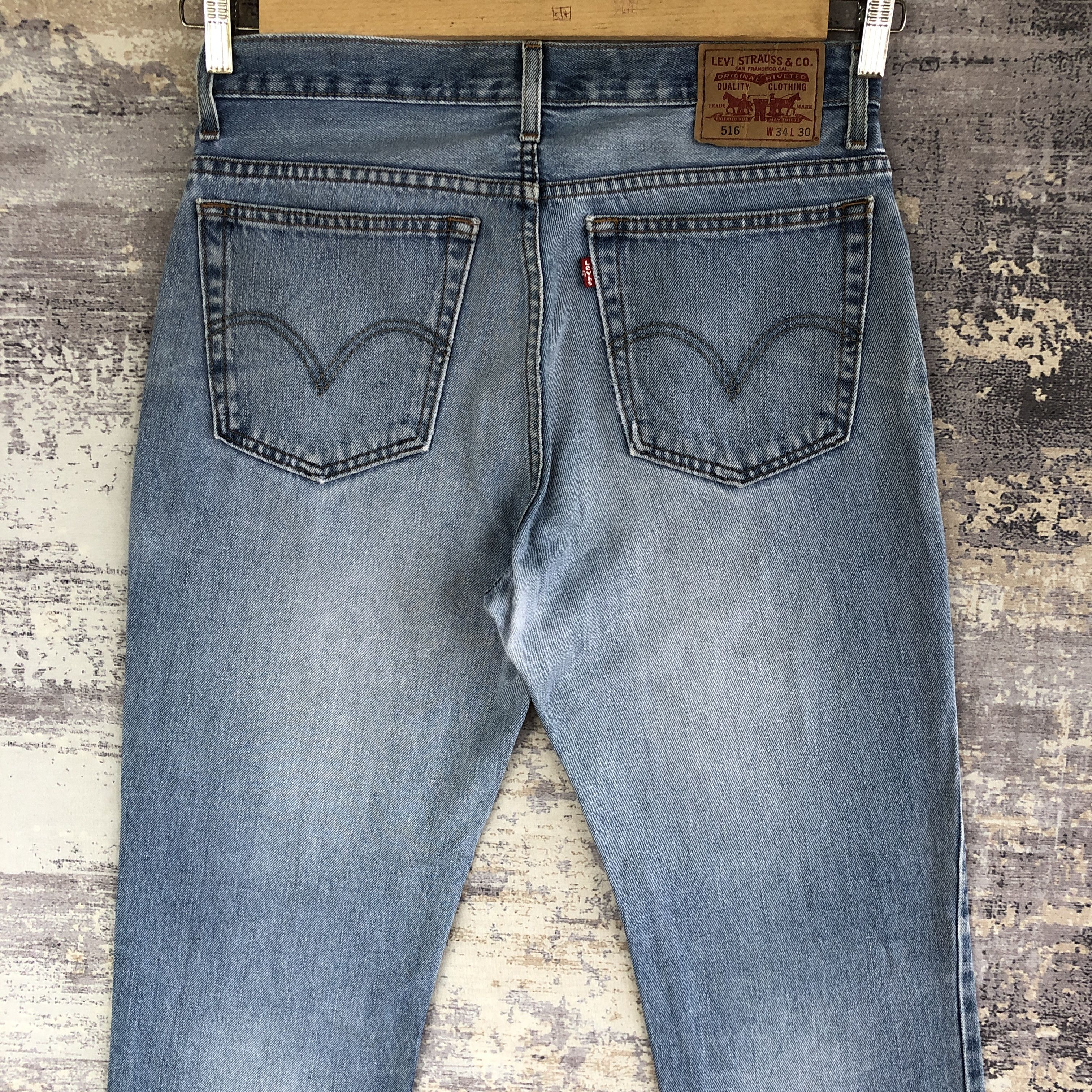 Levi's × Vintage Vintage Levi's 516 Jeans Levis Sun Faded Blue Denim Pants Size US 33 - 4 Thumbnail