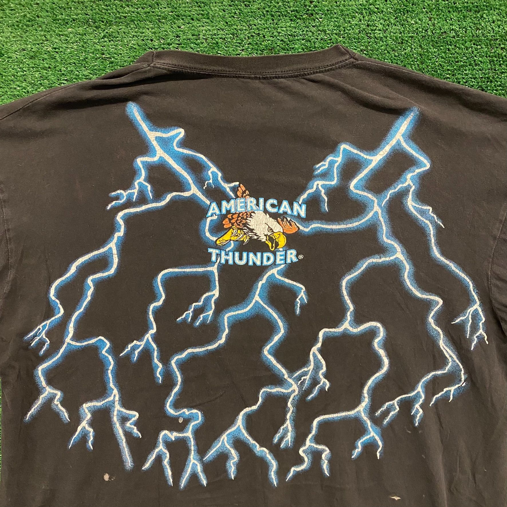Vintage Crazy Vintage 90s American Thunder Weed 420 Stoner T-Shirt Size US XXL / EU 58 / 5 - 5 Thumbnail